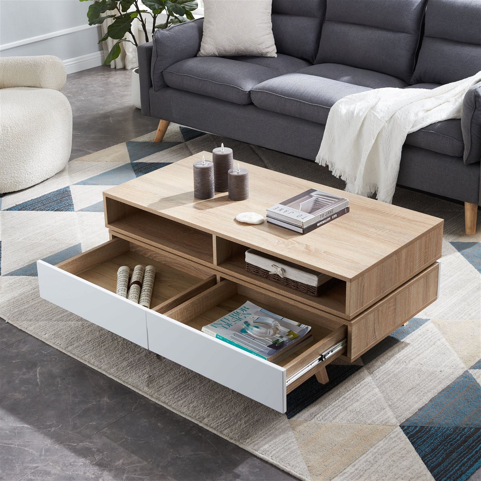 Criterion Silverton Solid Oak Coffee Table - Modern Living Room Furniture for Home Decor & Relaxation