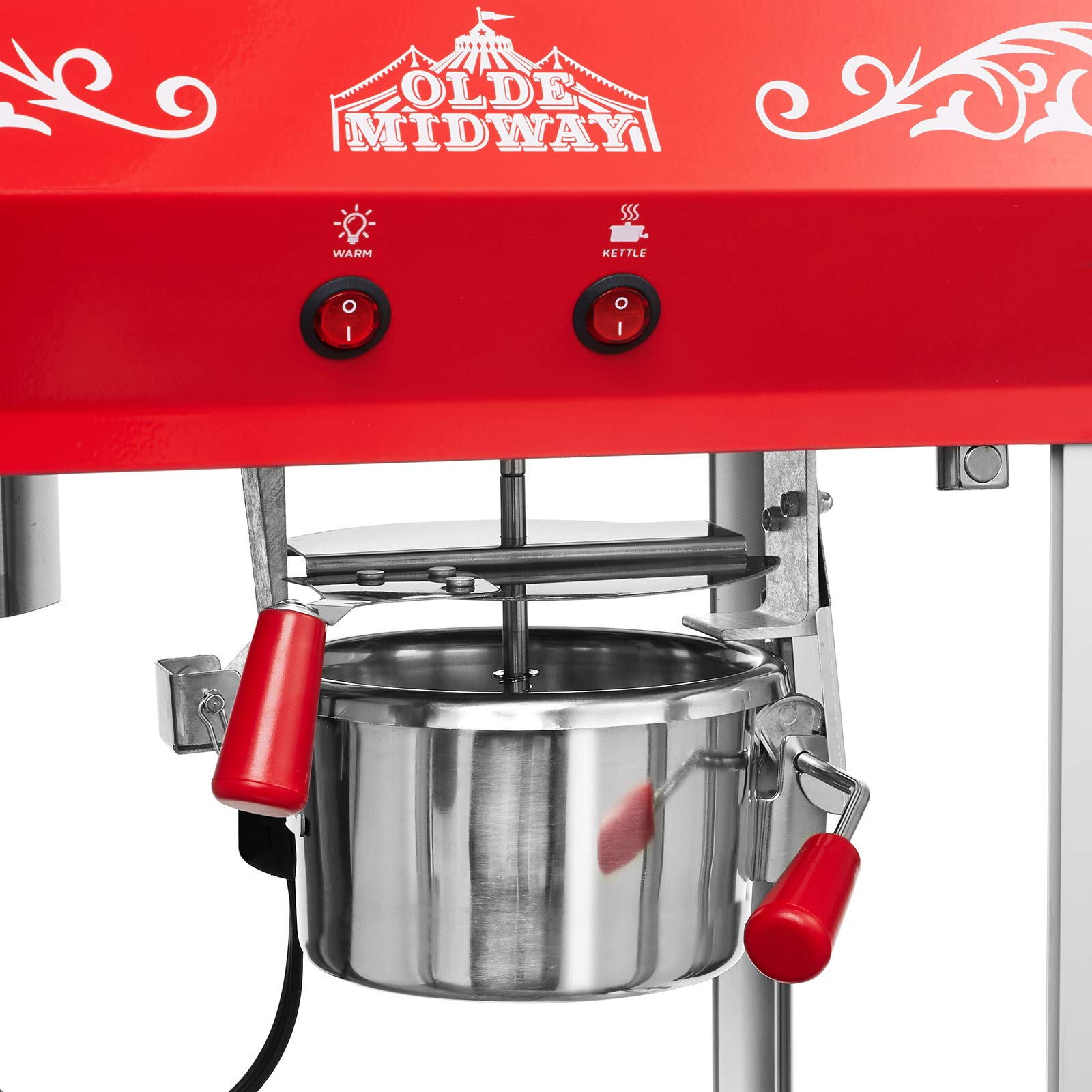 Olde Midway Commercial Popcorn Machine - 6-Ounce Kettle Popper for Movie Theater Style Popcorn at Home, Parties & Events (Red)