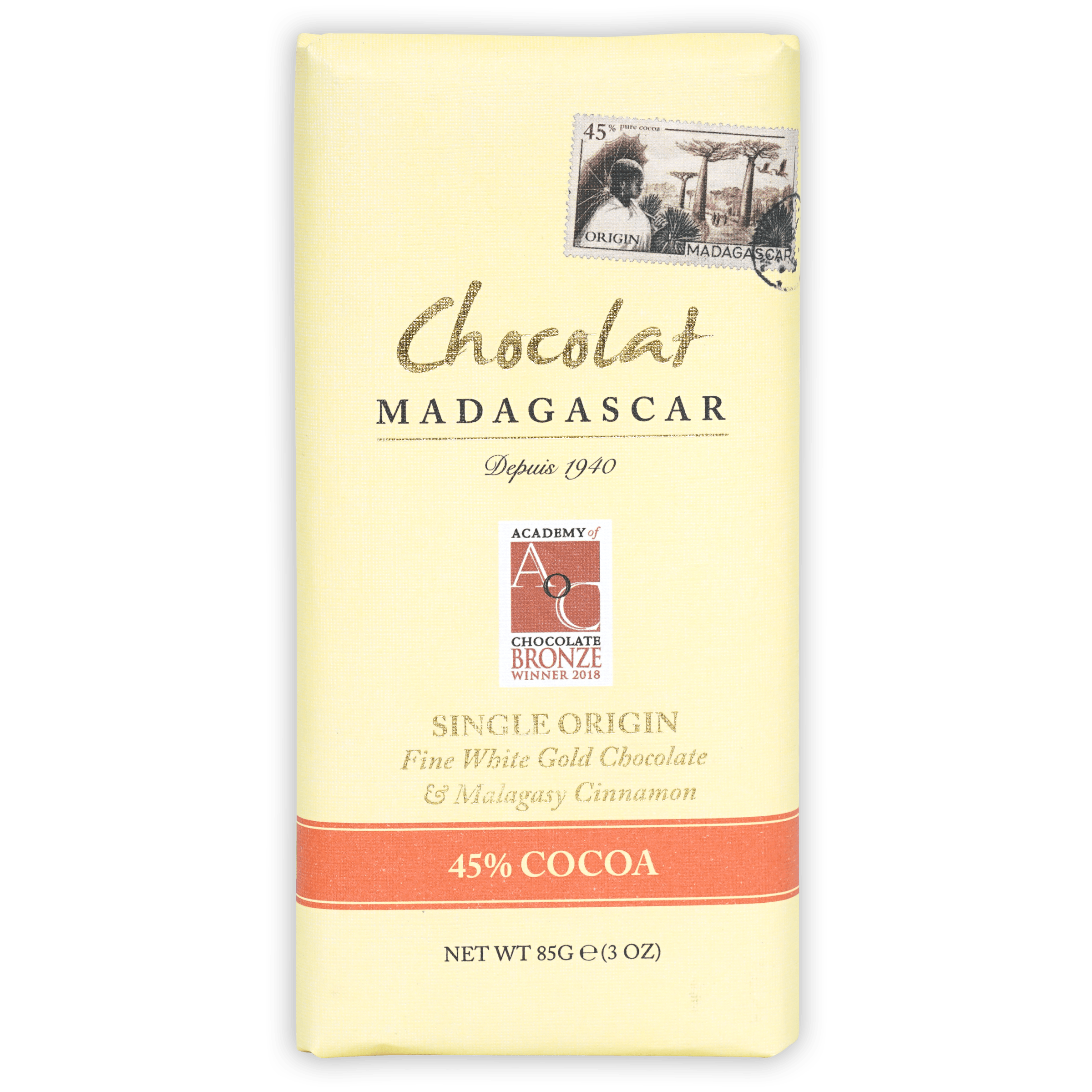 Premium Madagascar White Chocolate with Cinnamon 45% Cocoa - Gourmet Baking & Dessert Ingredient for Cakes, Cookies & Hot Cocoa