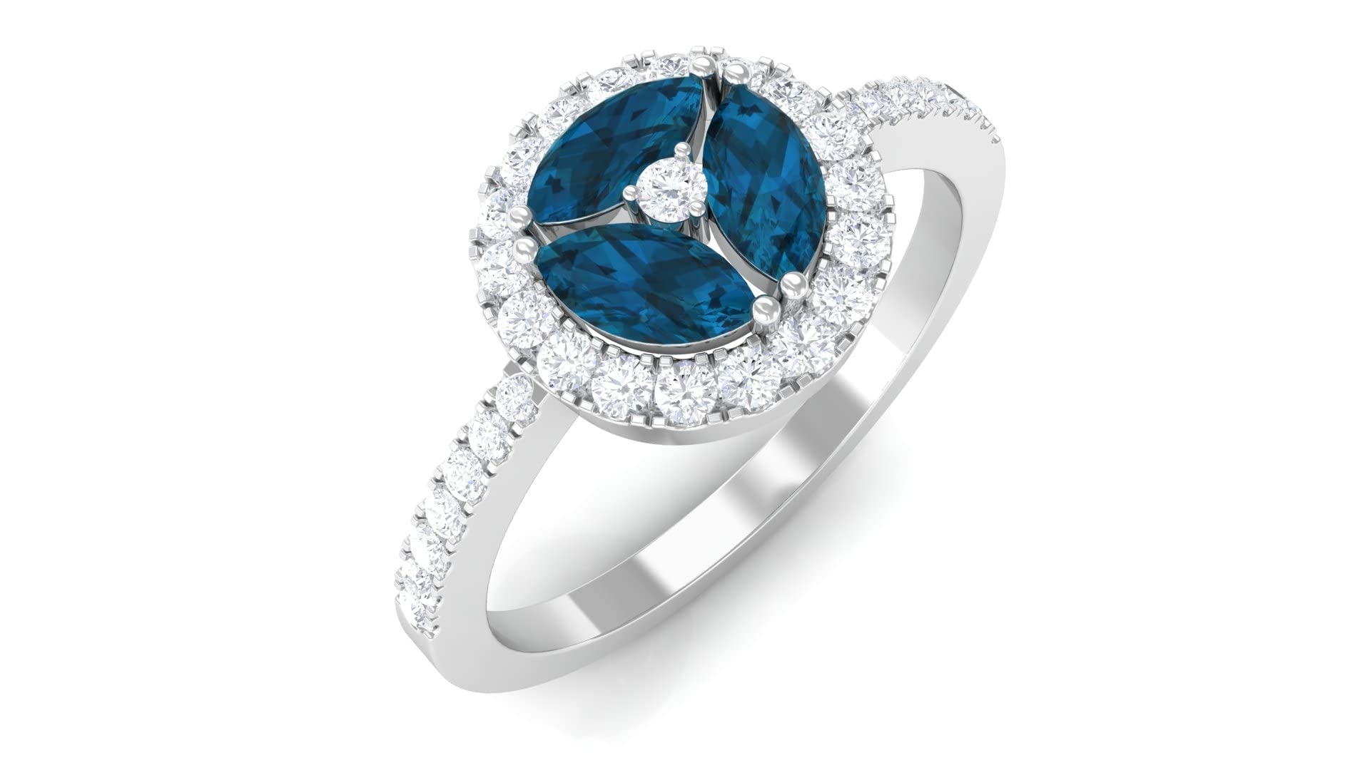 1.25 CT London Blue Topaz & Diamond Engagement Ring in 14K Solid Gold - Marquise Cut Classic Jewelry for Proposals, Anniversaries & Special Occasions