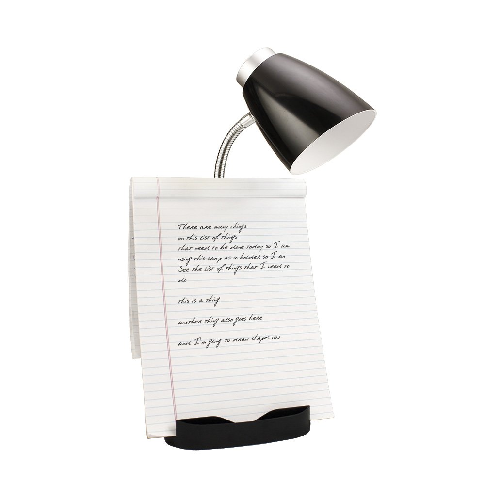 Simple Designs LD1002-BLK Gooseneck Desk Organizer Lamp with Adjustable Tablet Stand & Book Holder - Black (6 Pack) - Perfect for Home Office, Study & Reading Nook