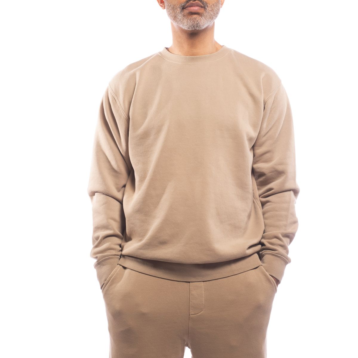Upcycled Crewneck Sweatshirt in Sand - Eco-Friendly Sustainable Fashion for Men & Women | Perfect for Casual Wear, Street Style & Everyday Comfort