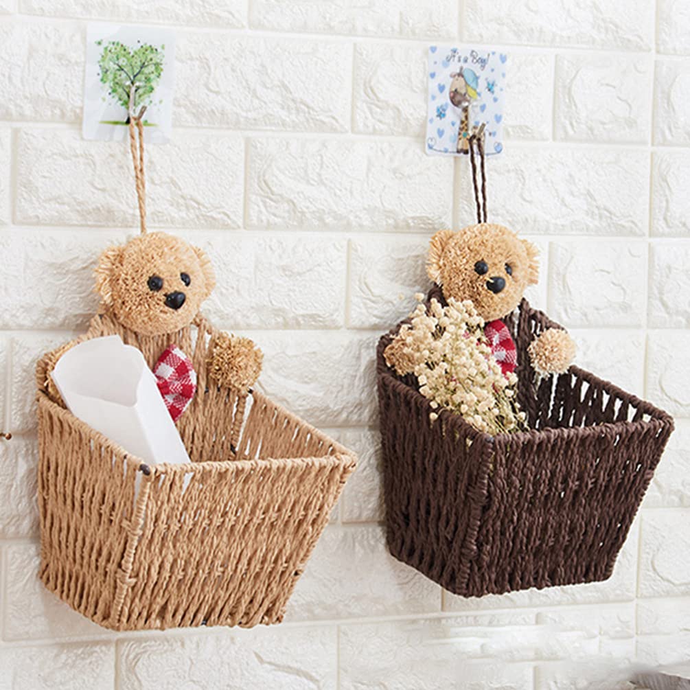 Cabilock 1-Piece Bear Woven Wall Hanging Basket - Large Seagrass Storage Bin for Home Organization | Perfect for Bathroom, Bedroom & Living Room Decor