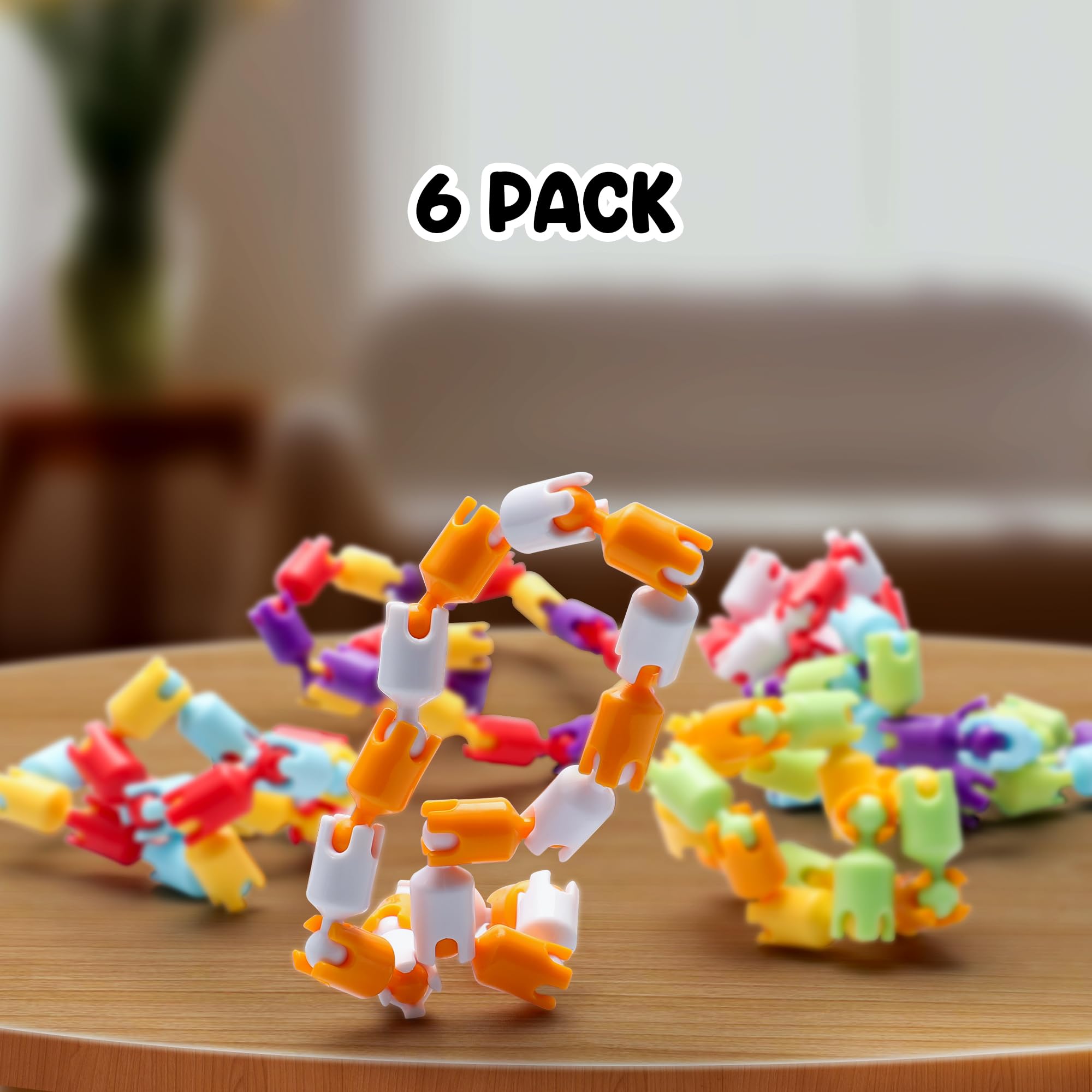 **6-Piece Multicolored Fidget Toys for Kids, Adults - Sensory Toys for Autism, Stress Relief & Relaxation - Easter Basket Stuffers, Birthday Gifts, Classroom Rewards**