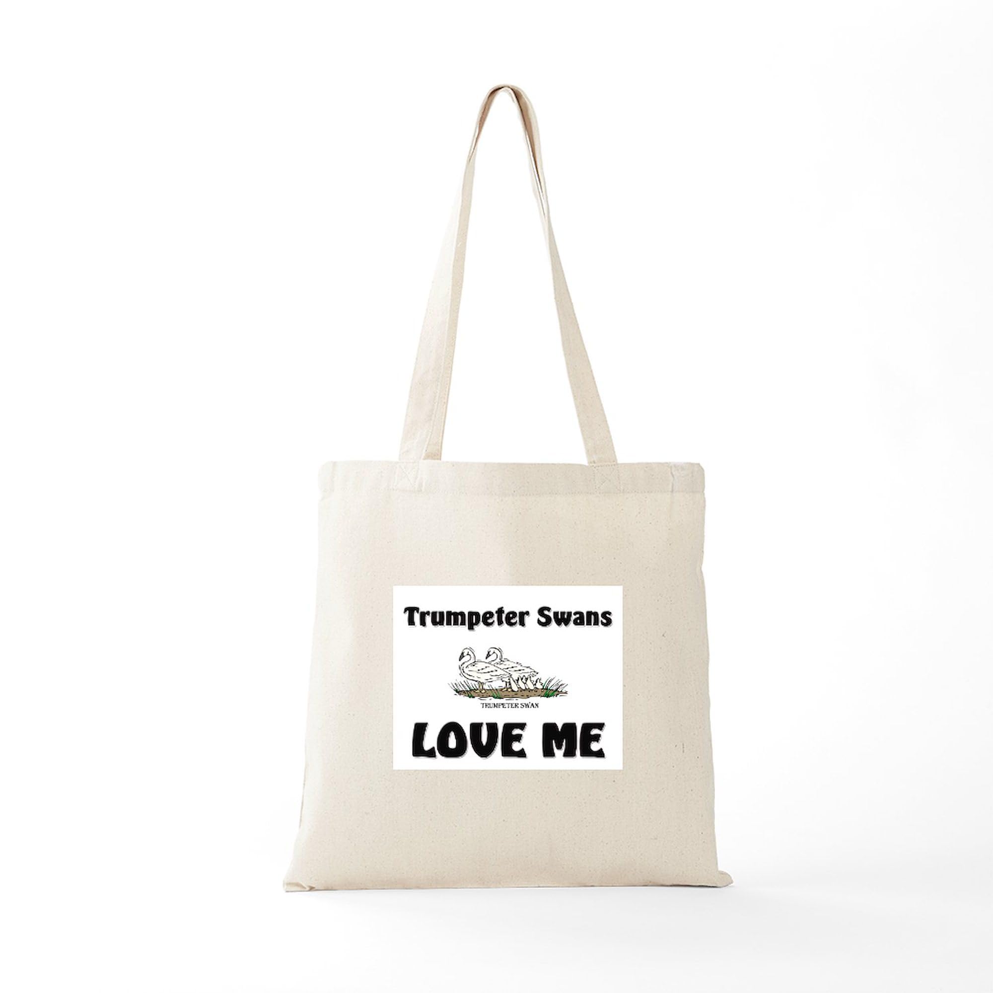 Trumpeter Swans Love Me Tote Bag - Natural Canvas Reusable Shopping Bag for Groceries, Beach & Everyday Use | Eco-Friendly Gift Idea