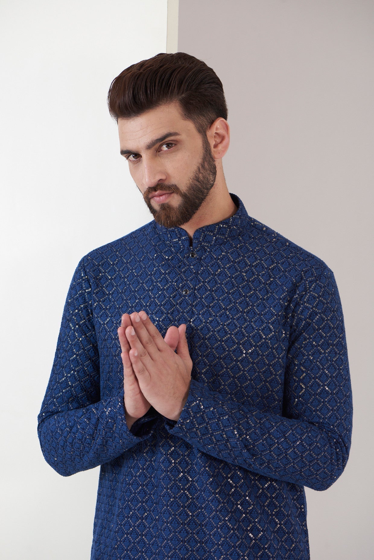 Elegant Navy Blue Sequins Embroidered Kurta for Women - Perfect for Festivals, Weddings & Special Occasions