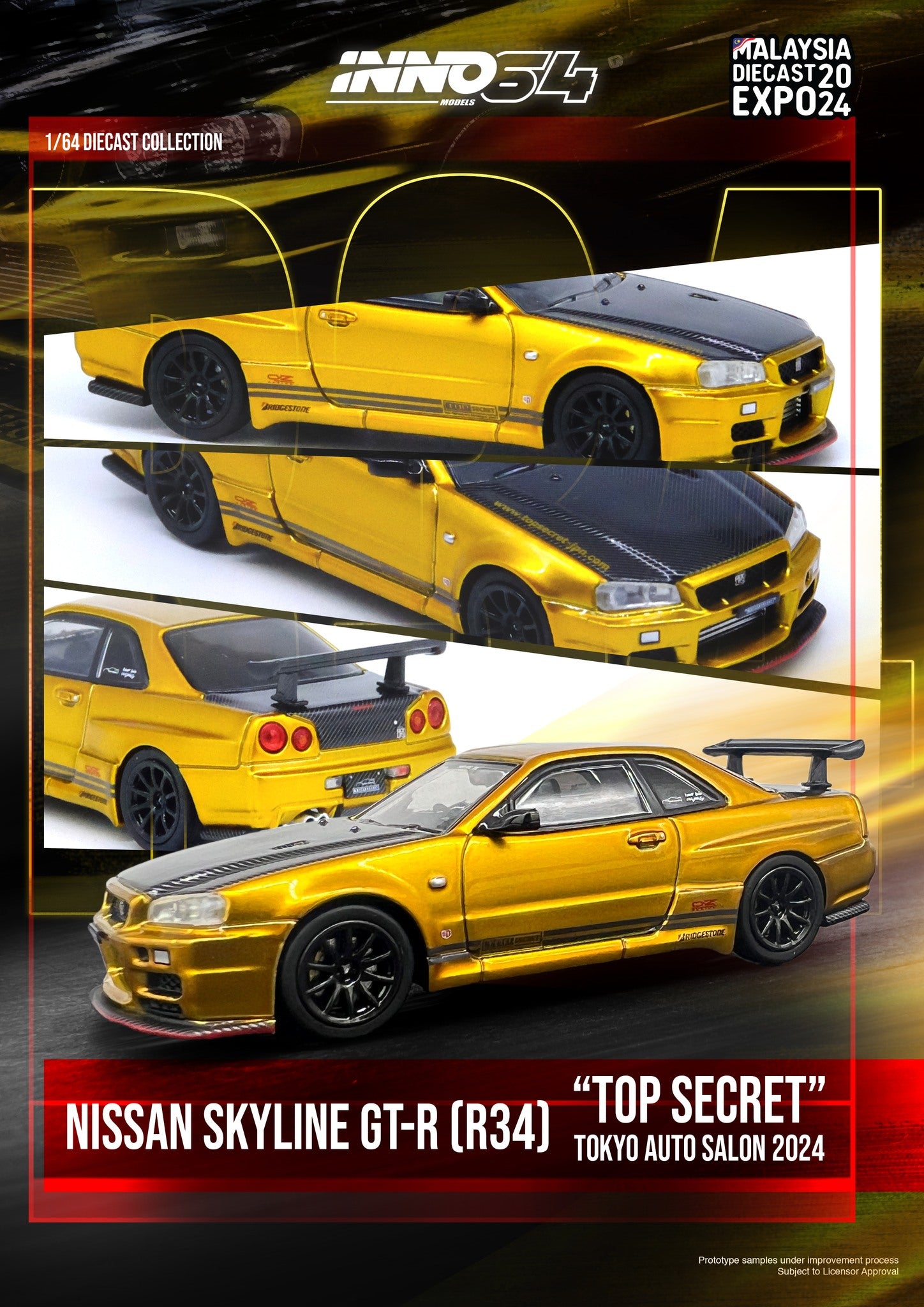 INNO64 1:64 Scale Nissan Skyline GT-R R34 TOP SECRET Tokyo Auto Salon 2024 MDX Edition - Limited Edition Diecast Model Car for Collectors - Perfect for Display, Gifts, and Car Enthusiast Collections