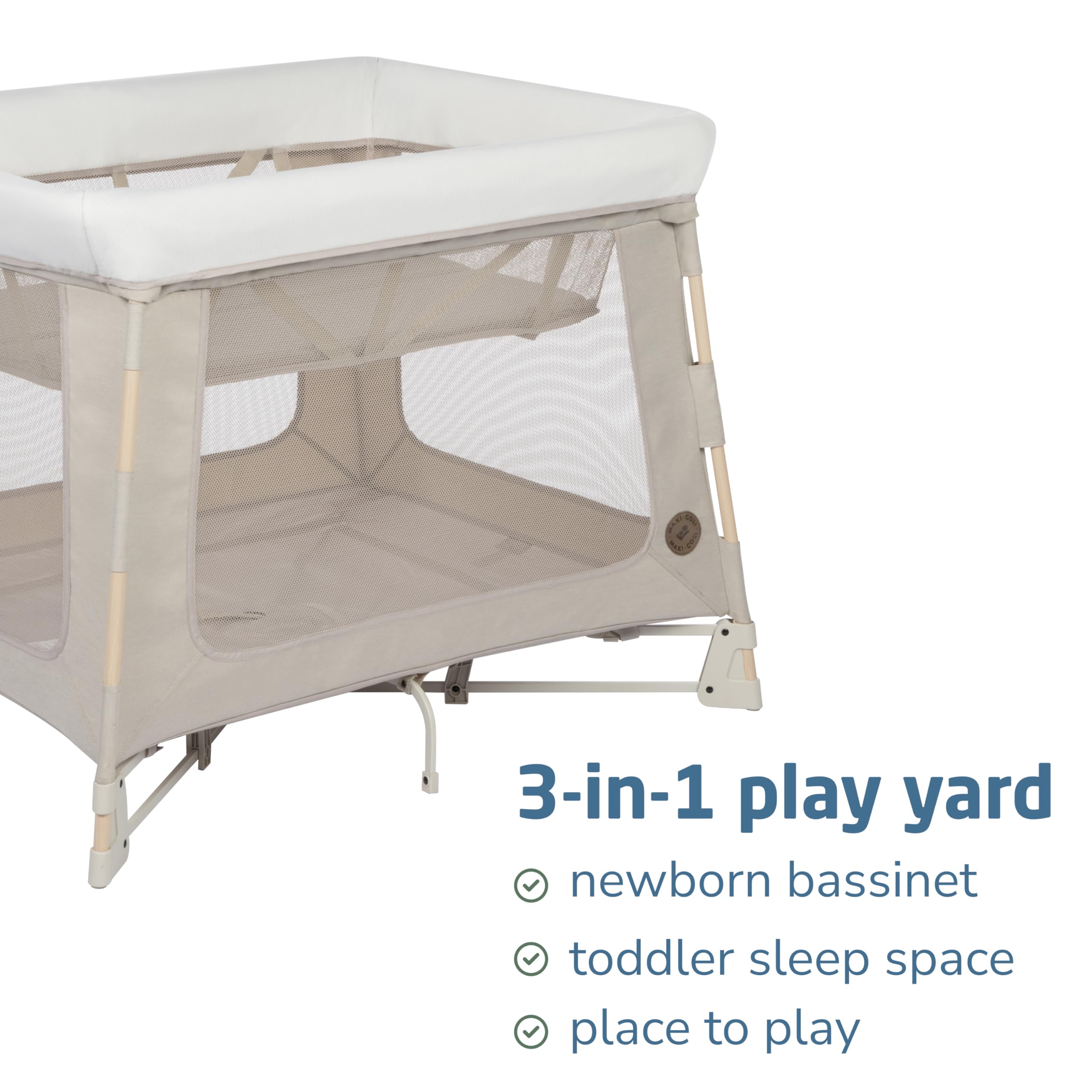 Maxi-Cosi Swift Baby Playpen with Mat - Portable Play Yard for Infants & Toddlers, Includes Bassinet & Pack 'n Play - Classic Oat Color | Perfect for Home, Travel & Daycare Use