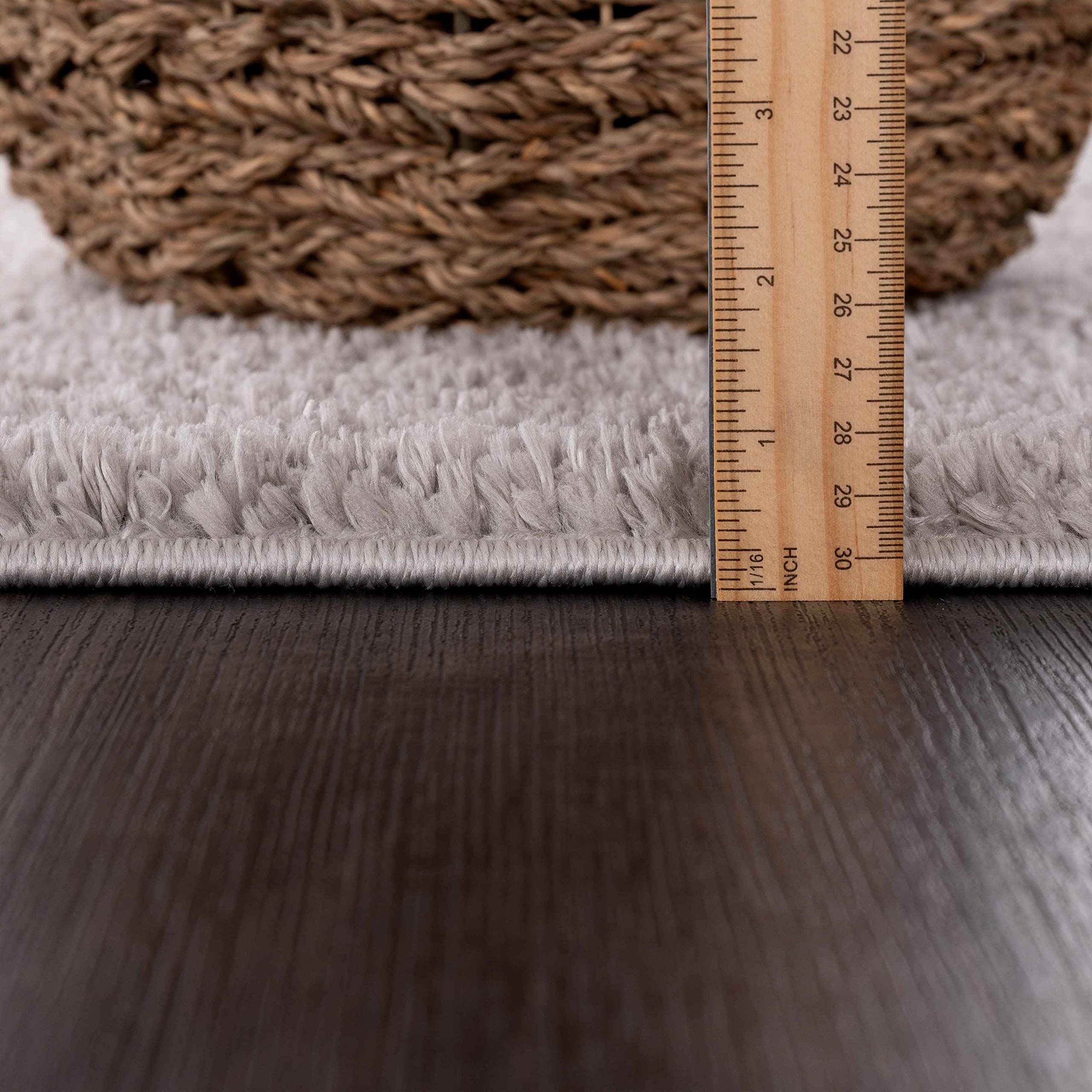 Judy Machine Washable Solid Shag Rug - Soft Fluffy Plush High Pile Area Carpet for Living Room & Bedroom - Light Grey, 5'3