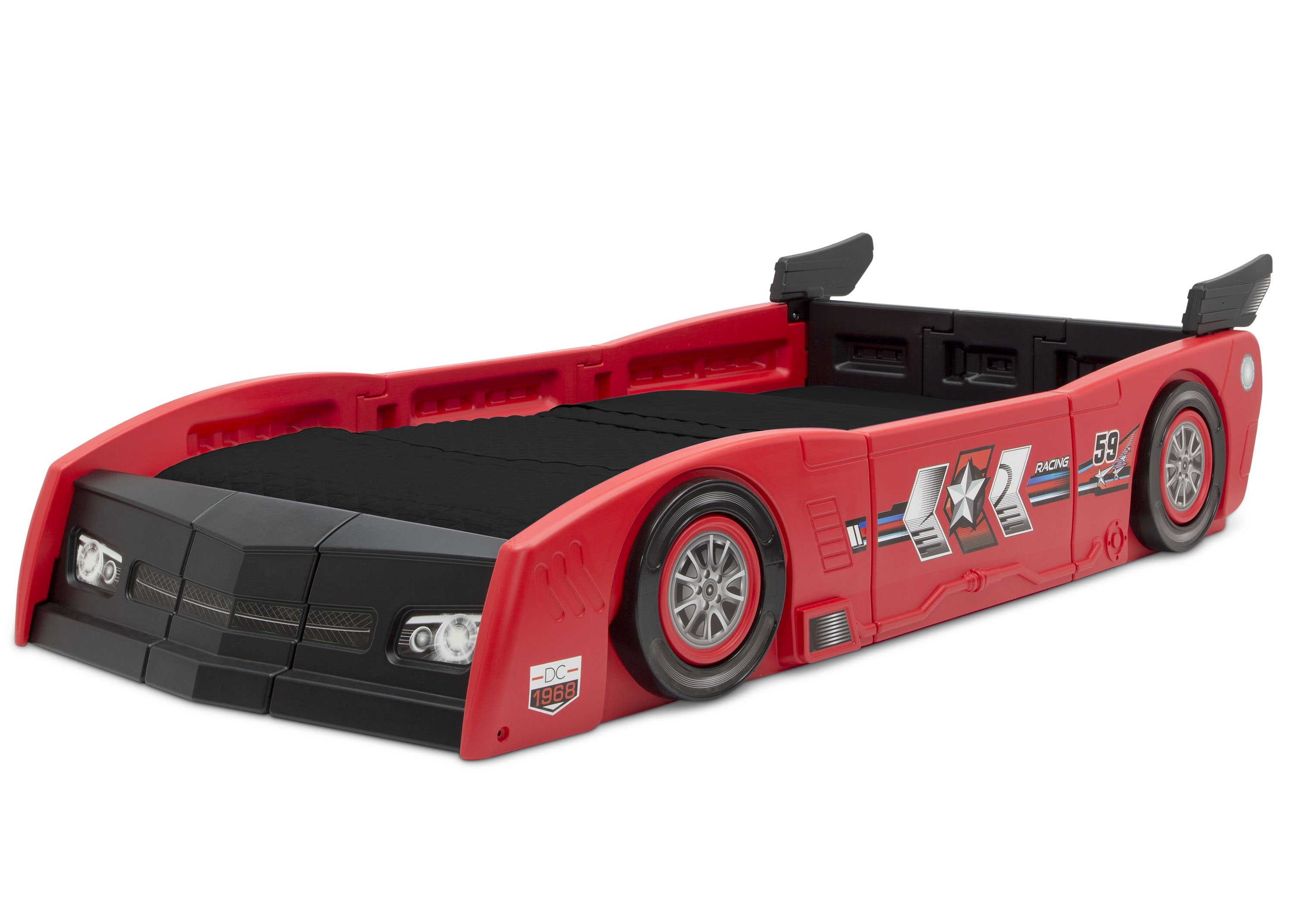 Grand Prix Race Car Toddler to Twin Bed - Convertible Kids Bed for Boys & Girls - Perfect for Nursery, Bedroom, and Playroom Decor