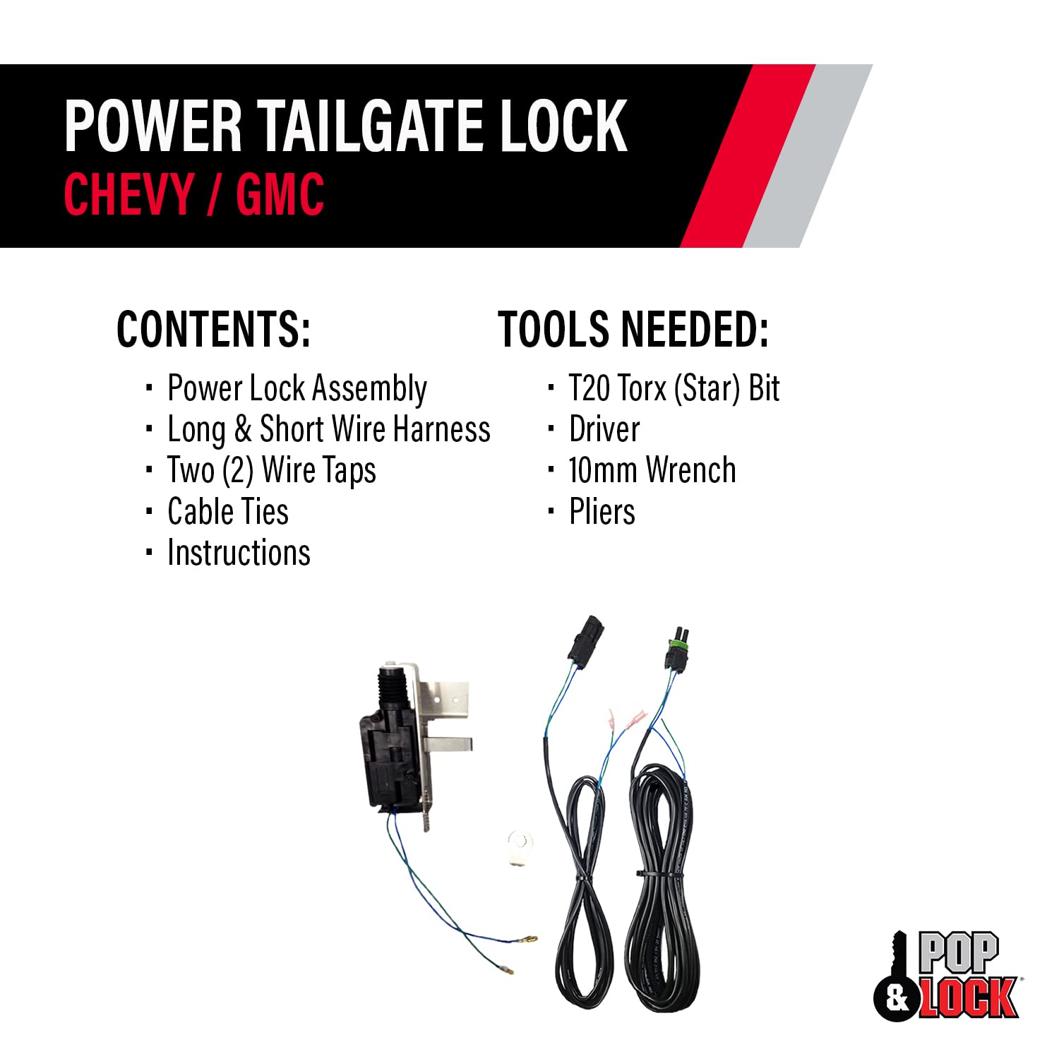 Pop & Lock PL8140 Power Tailgate Lock Kit - Compatible with Chevrolet Silverado 1500 & GMC Sierra 1500/2500 Trucks | Secure Anti-Theft Solution | Perfect for Parking Lots, Job Sites & Outdoor Adventures
