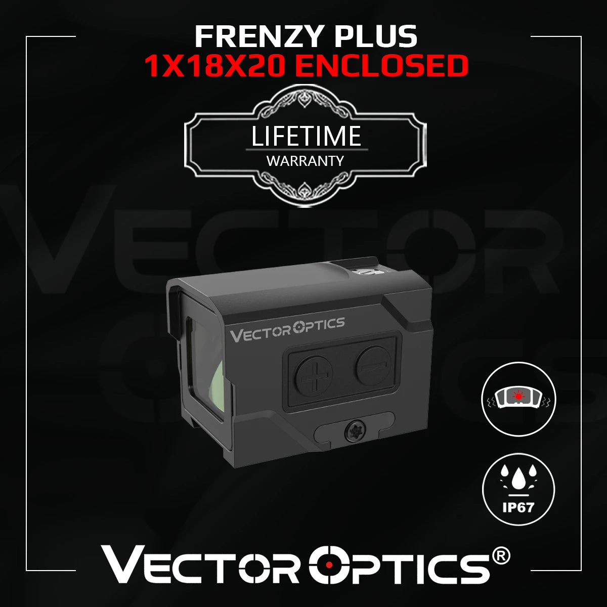 Vector Optics Frenzy Plus 1x18x20 Enclosed Reflex Sight Red Dot Scope with Motion Sensor, IP67 Waterproof, ACRO Mount Compatible with Glock & Taurus Pistols - Ideal for Tactical Shooting, Home Defense & Outdoor Hunting