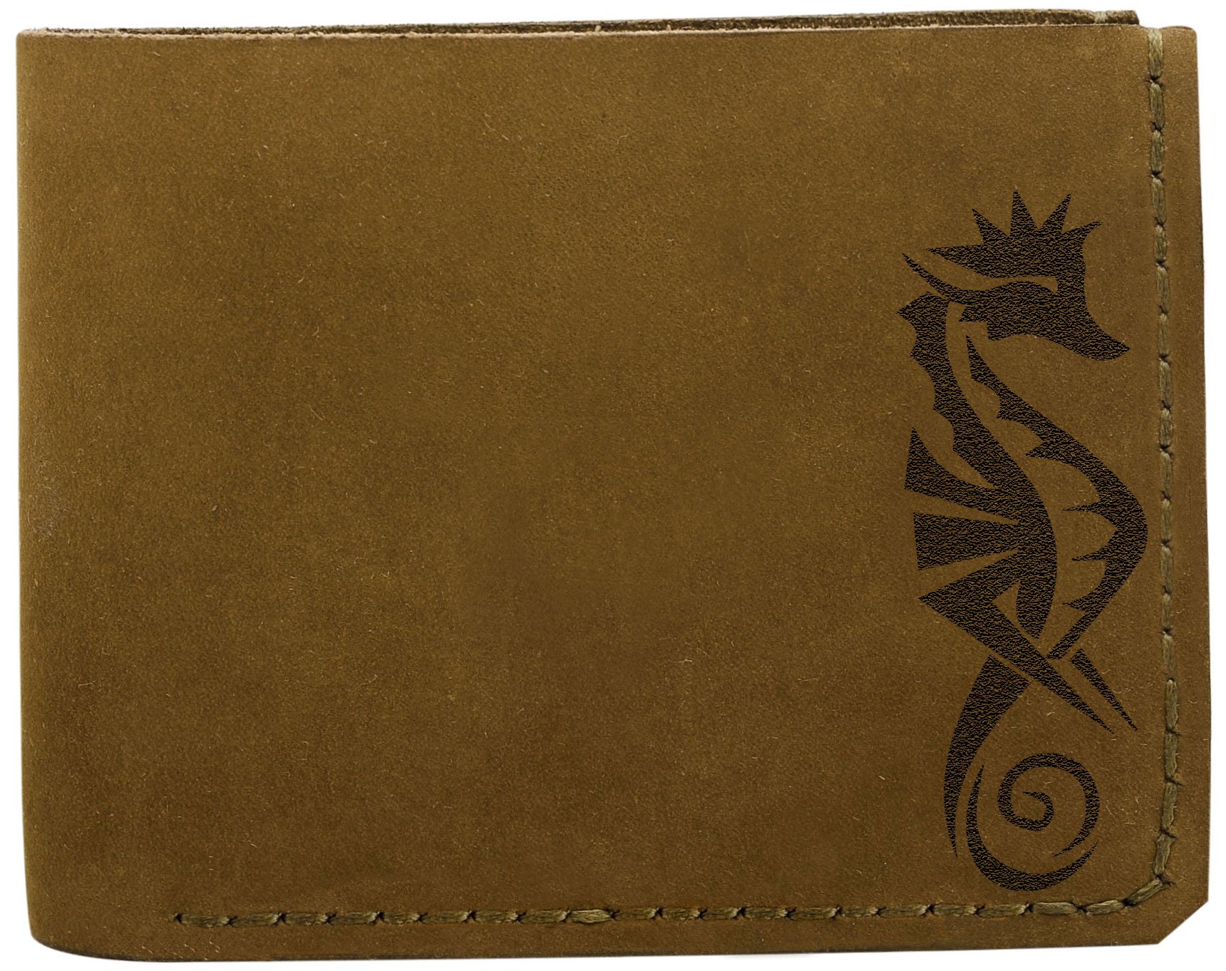 Genuine Seahorse Tattoo Handmade Leather Wallet for Men - Pull-Up Design, RFID Blocking, Slim Bifold - Perfect for Everyday Carry, Travel & Gift Giving