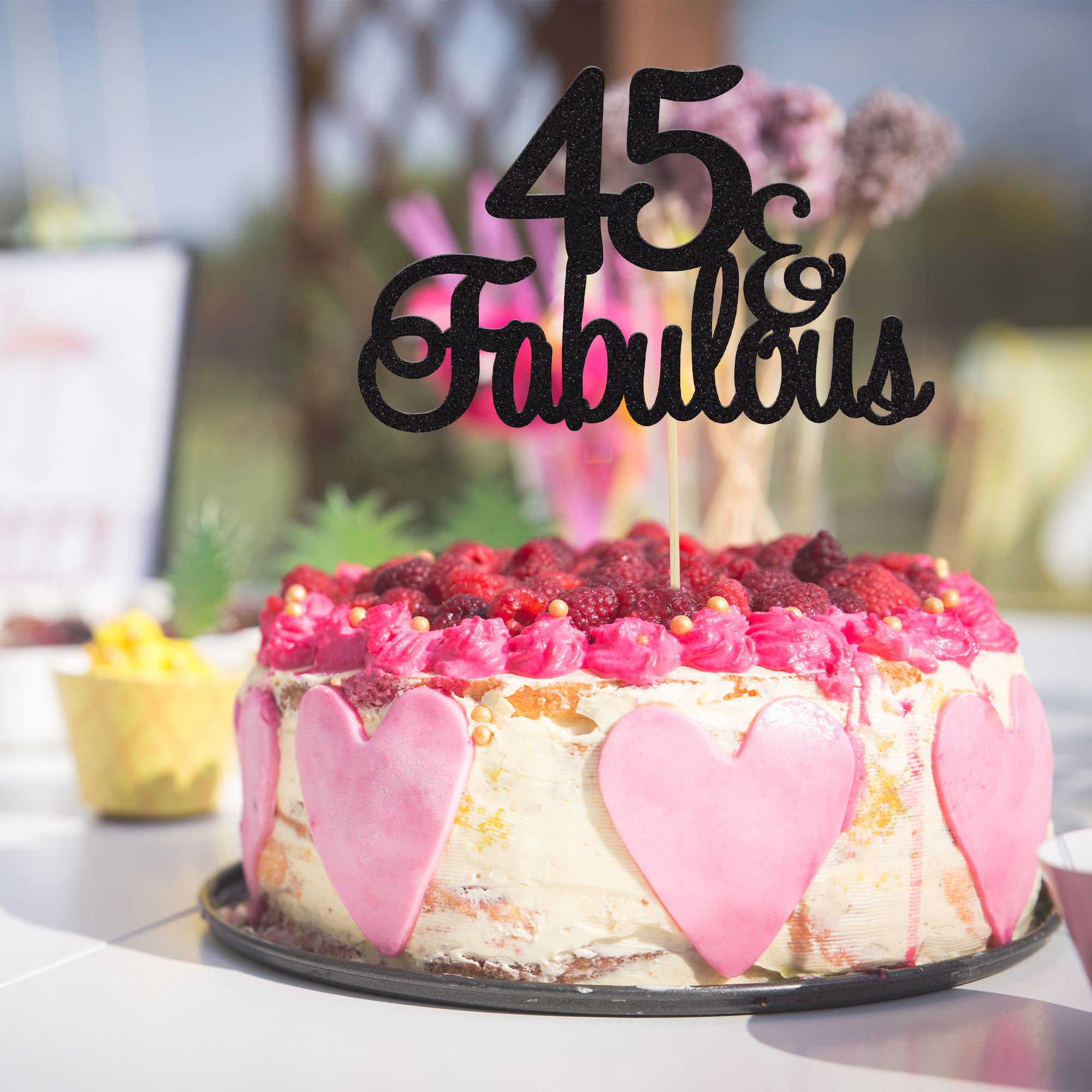 45 & Fabulous Cake Topper - Black Birthday Decor for 45th Anniversary Party | Perfect for 45th Birthday Cakes, Cheers Celebrations & Milestone Decorations