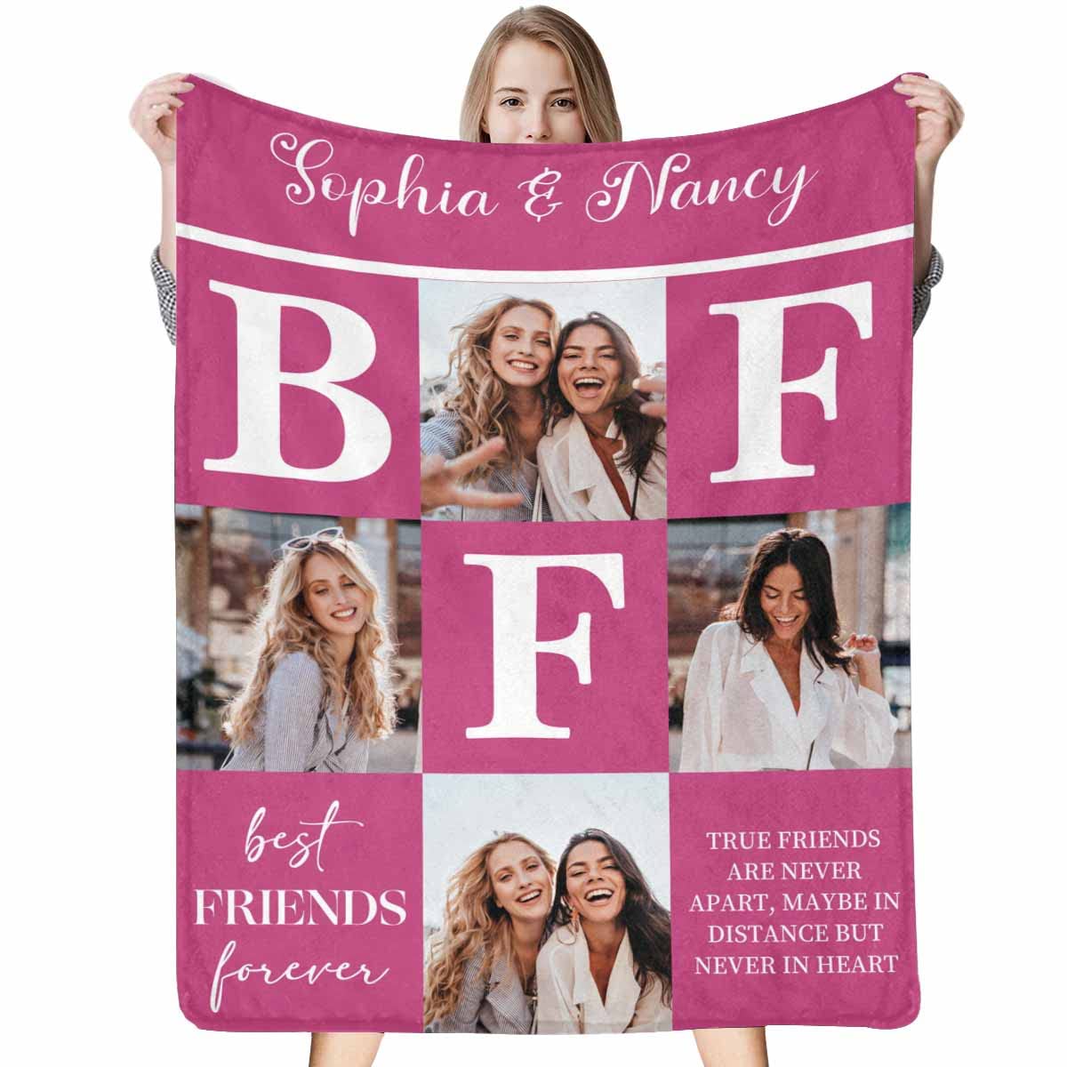 MyPupSocks Personalized Photo Blanket for Best Friends - Custom Fleece Throw Blanket 30x40 - Perfect Birthday Gift for Women, BFF Gifts for Teen Girls & Long Distance Friendship Gifts - Cozy Gift for Sisters, Room Decor & Movie Nights