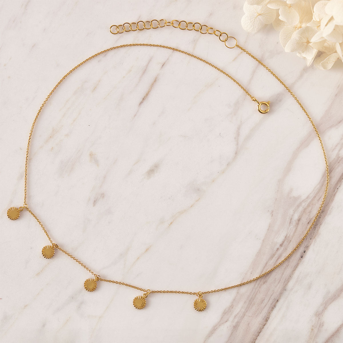 Elegant Daisy Drop Necklace in 14K Gold - Perfect for Weddings, Anniversaries & Everyday Wear