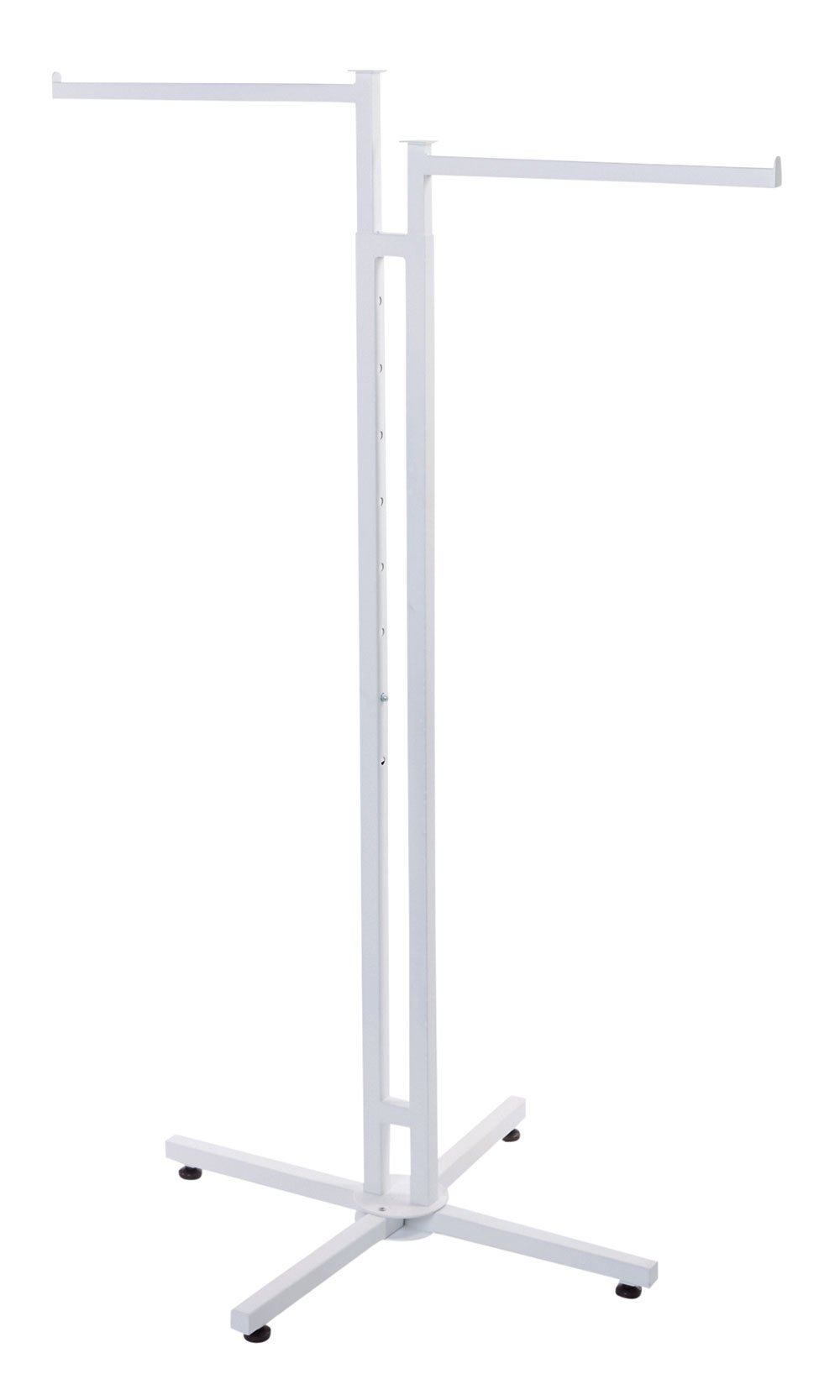 SSWBasics White 2-Way Adjustable Commercial Clothing Rack - Heavy Duty Metal Garment Rack Stand with Straight Arms for Retail Stores & Boutiques | Perfect for Clothing Displays, Wardrobe Organization & Home Closet Storage