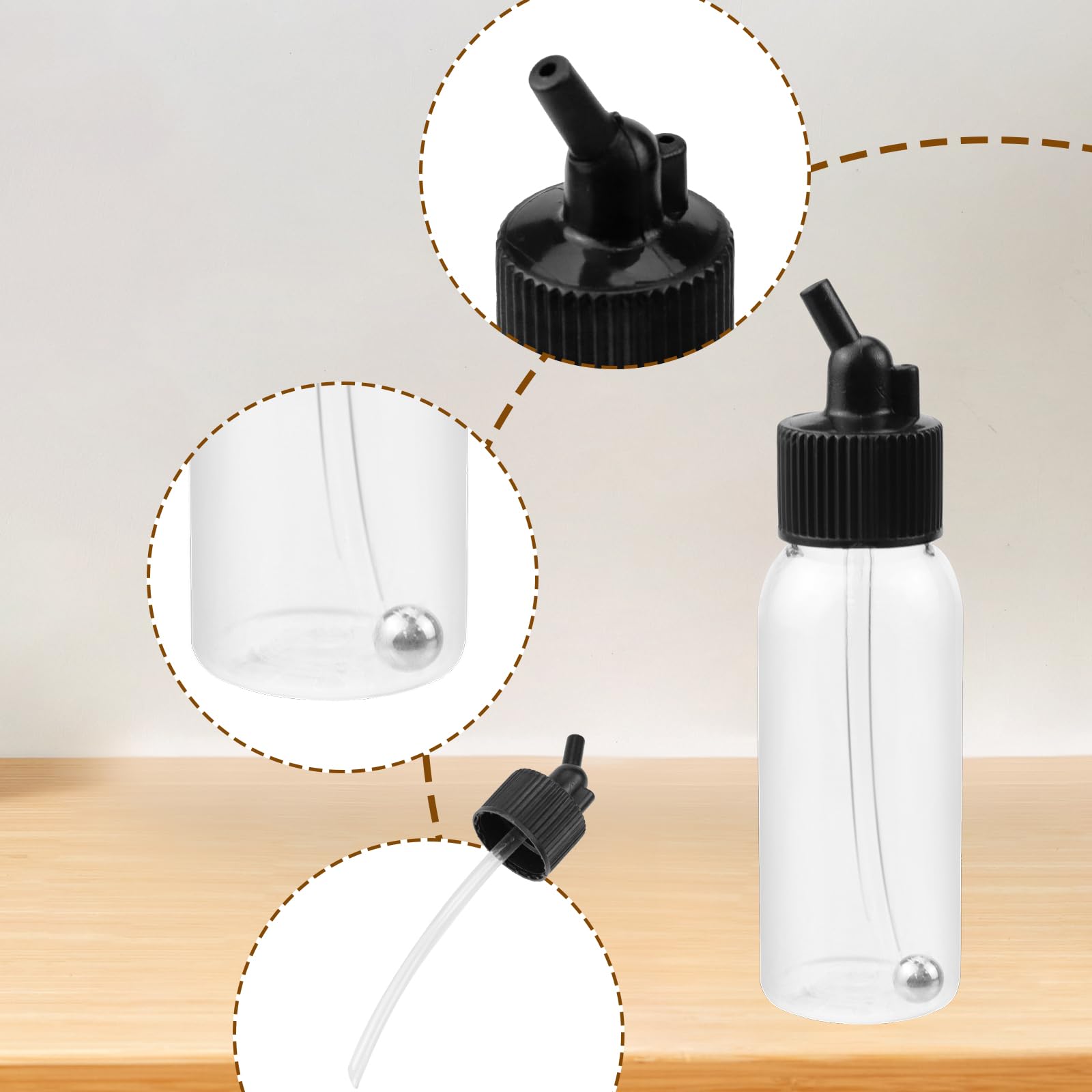 T Tulead 30ML Plastic Airbrush Paint Bottles - Dual-Action Siphon Feed Jars for Art, Crafts & Model Painting - 10-Pack Airbrush Accessories (Perfect for Hobbyists, Tattoo Artists & DIY Projects)