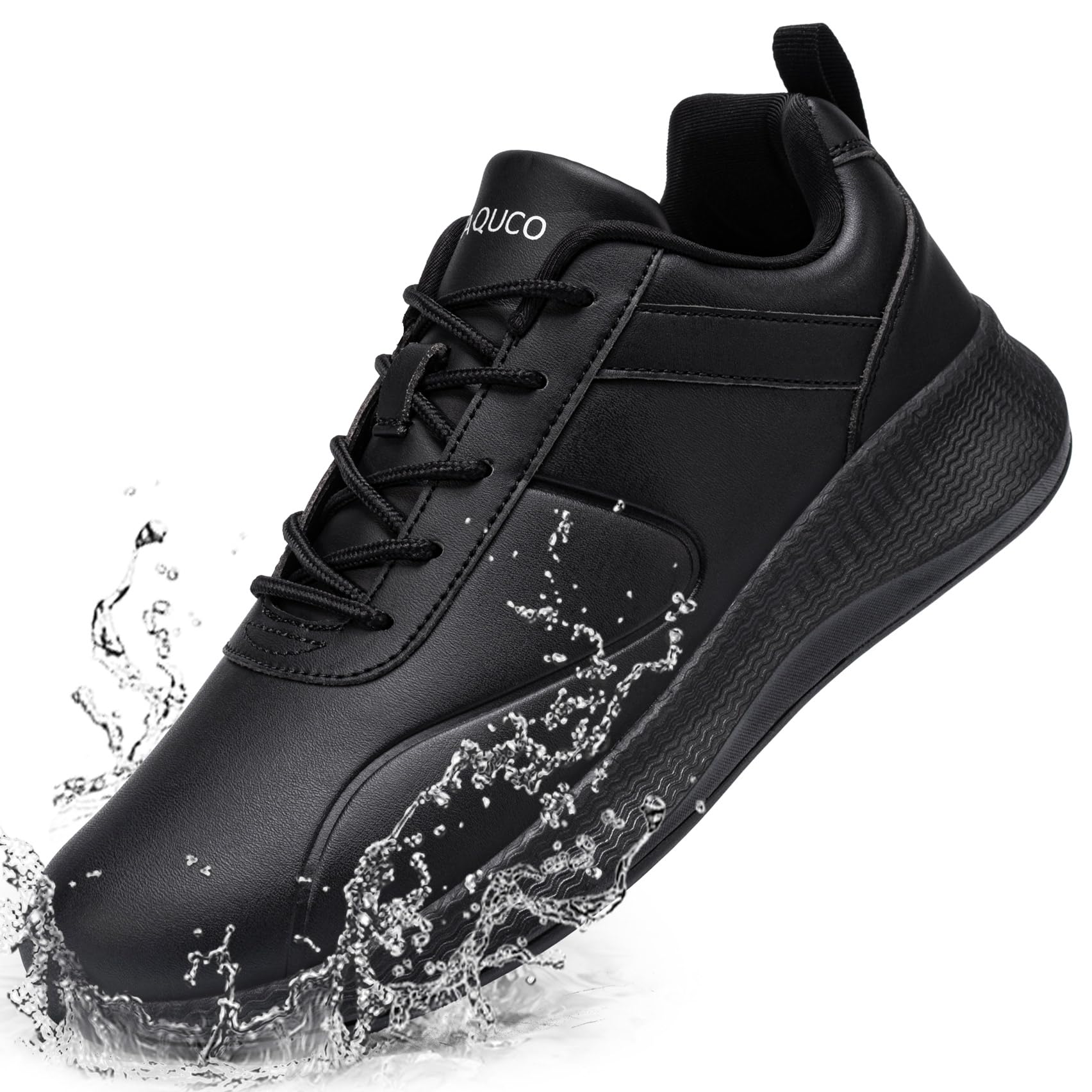 **Slip-Resistant Men's Work Shoes - Waterproof Slip-On Sneakers for Kitchen & Restaurant Staff | Comfortable Non-Slip Chef Shoes for Safety | Ideal for Cooking, Food Service & Hospitality (Black)**