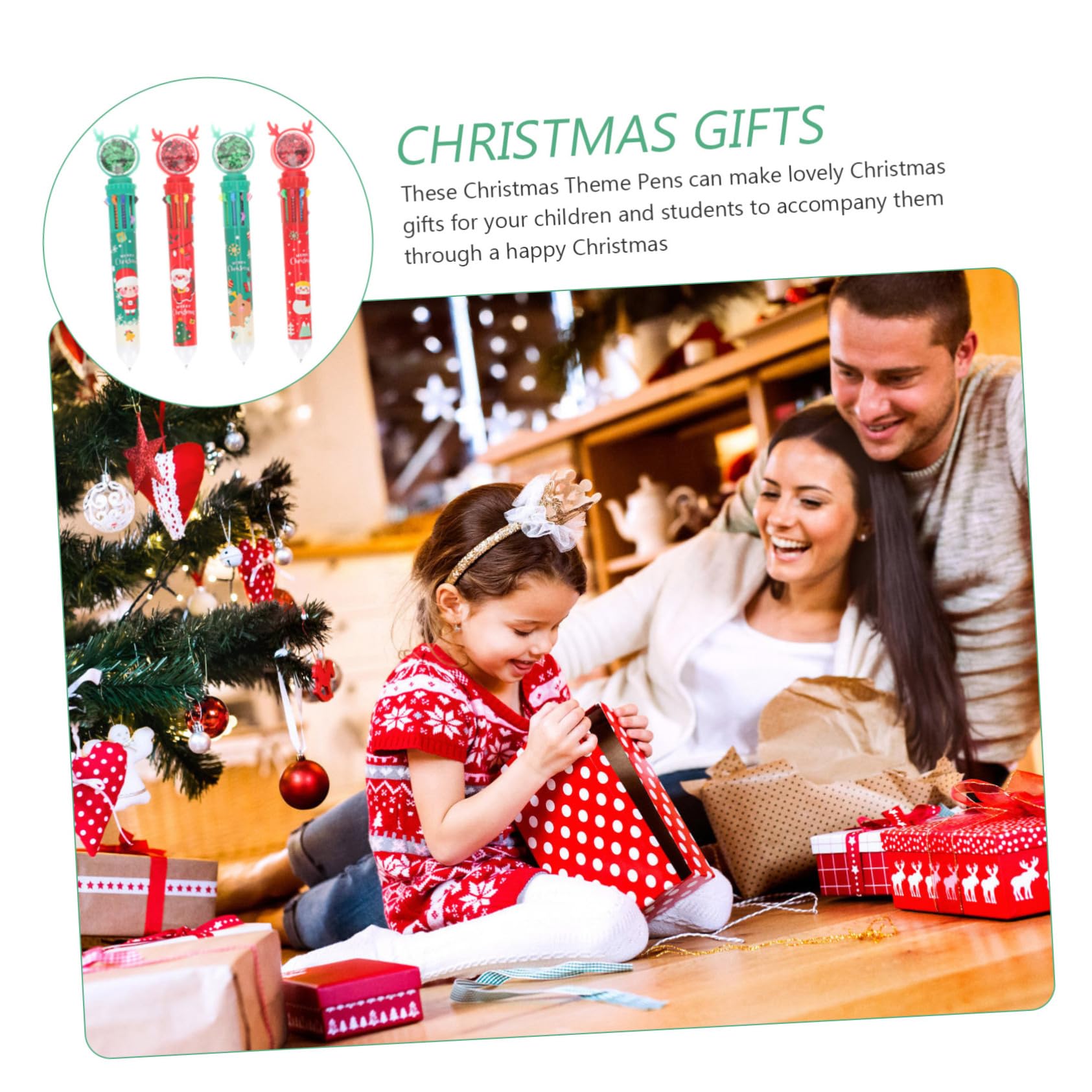 NUOBESTY 12-Pack Christmas Themed Ballpoint Pens - Festive Holiday Writing Pens for Office, School & Students - Perfect for Xmas Gifts, Cards & Holiday Decorations