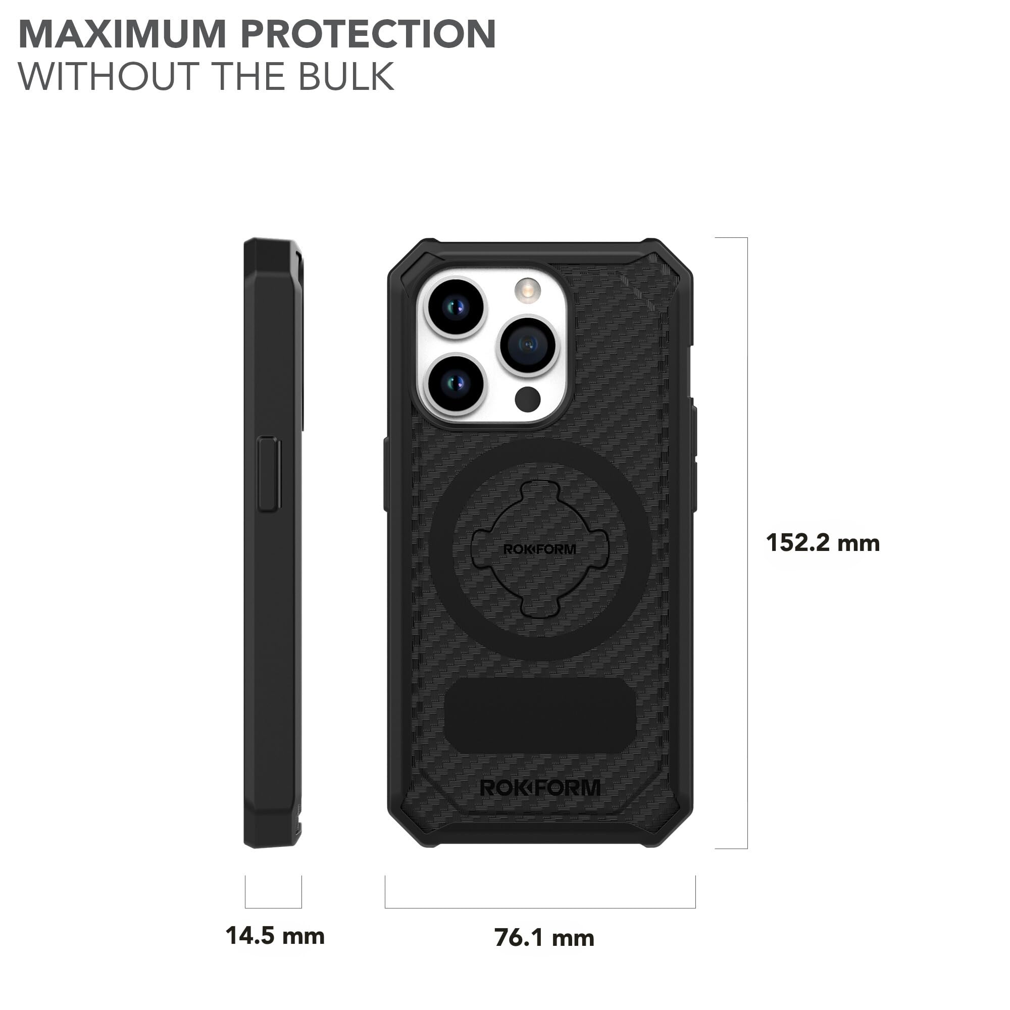 Rokform Rugged Series Magnetic Case for iPhone 15 Pro - Drop Tested Armor with RokLock Twist Lock, Black - Perfect for Outdoor Adventures and Active Lifestyles