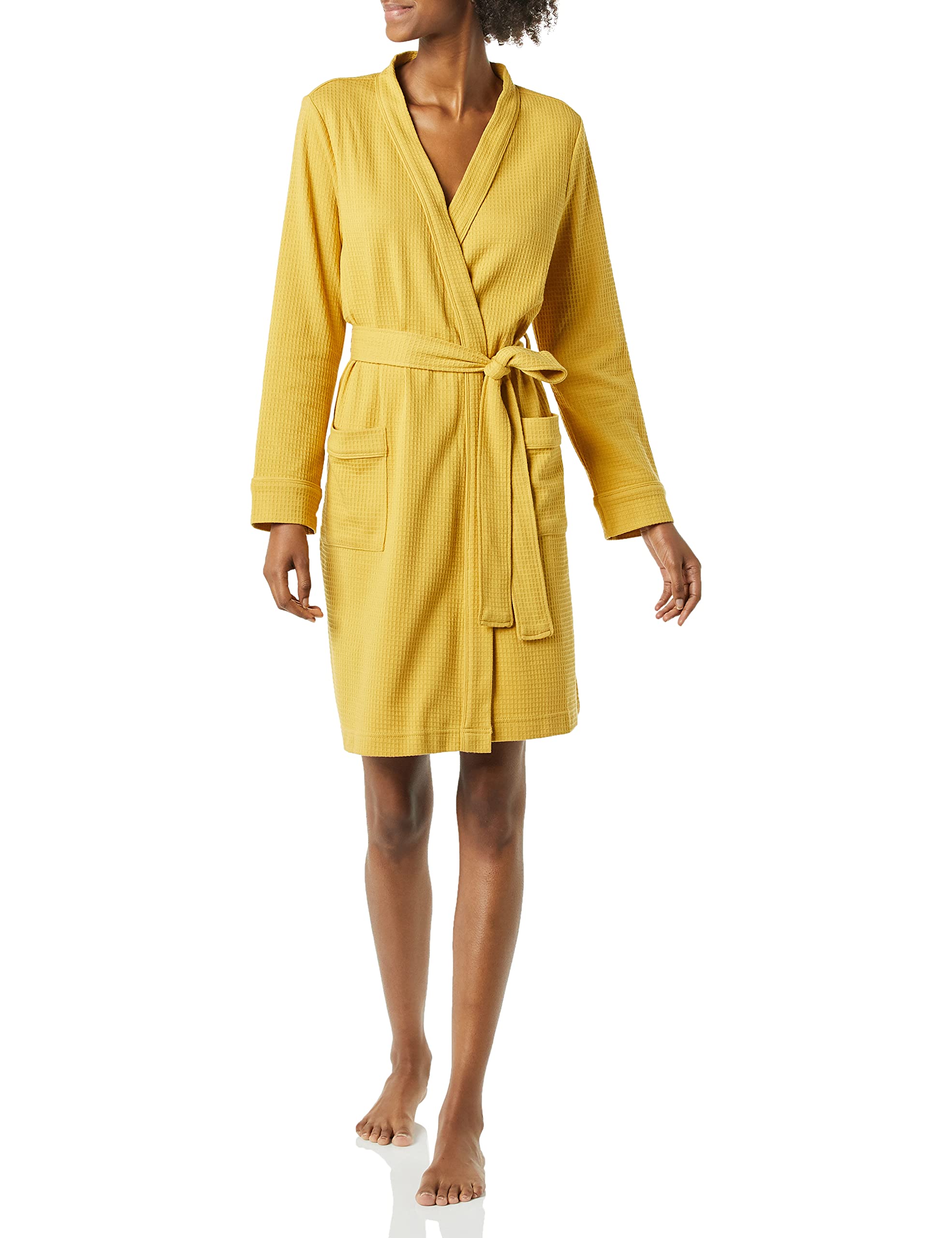 Amazon Essentials Women's Lightweight Waffle Mid-Length Robe - Soft Comfortable Bathrobe for Women (Plus Size Available) - Perfect for Spa, Lounge & Relaxation at Home