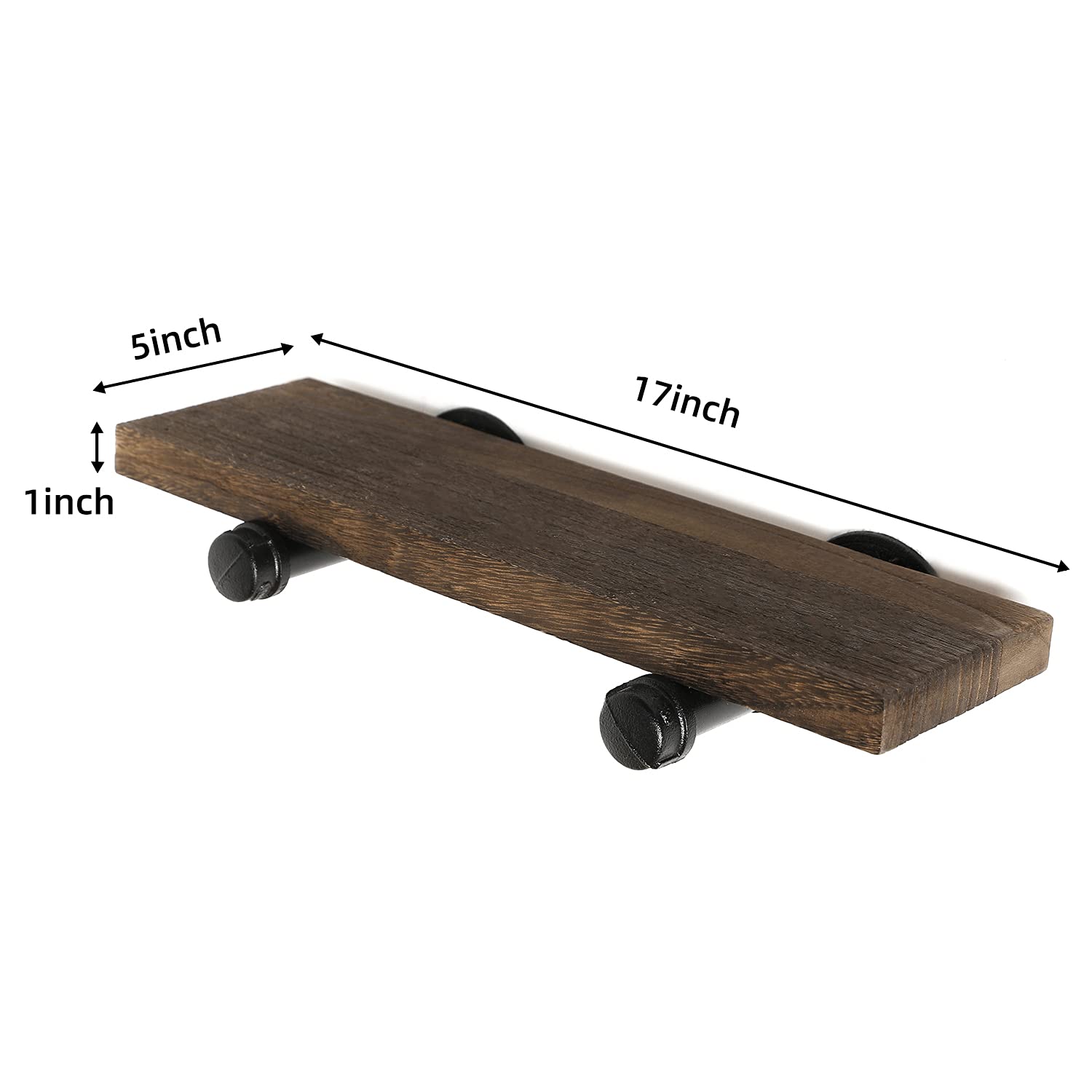 Industrial Pipe Floating Shelves Set of 4 - Rustic Brown Wall Mounted Wood Storage Shelves for Bedroom, Living Room, Bathroom, Kitchen & Office - Perfect for Displaying Books, Decor & Organizing Small Items