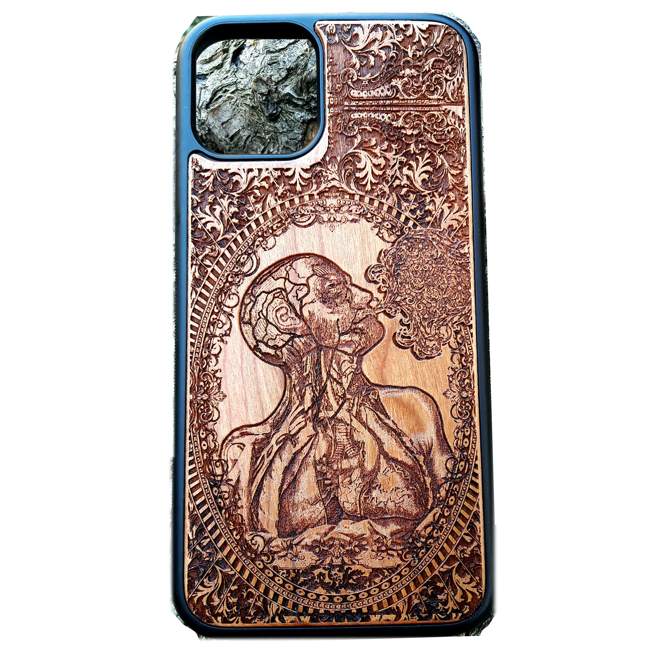 Human Anatomy Laser Engraved Wood Phone Case for iPhone 16/15/14/13/12/11 Pro Max/Mini & Galaxy S25/S24/S23/S22/S21/S20 Ultra Plus - Eco-Friendly Slim Durable Wooden Cover - Perfect for Medical Students, Doctors & Science Lovers
