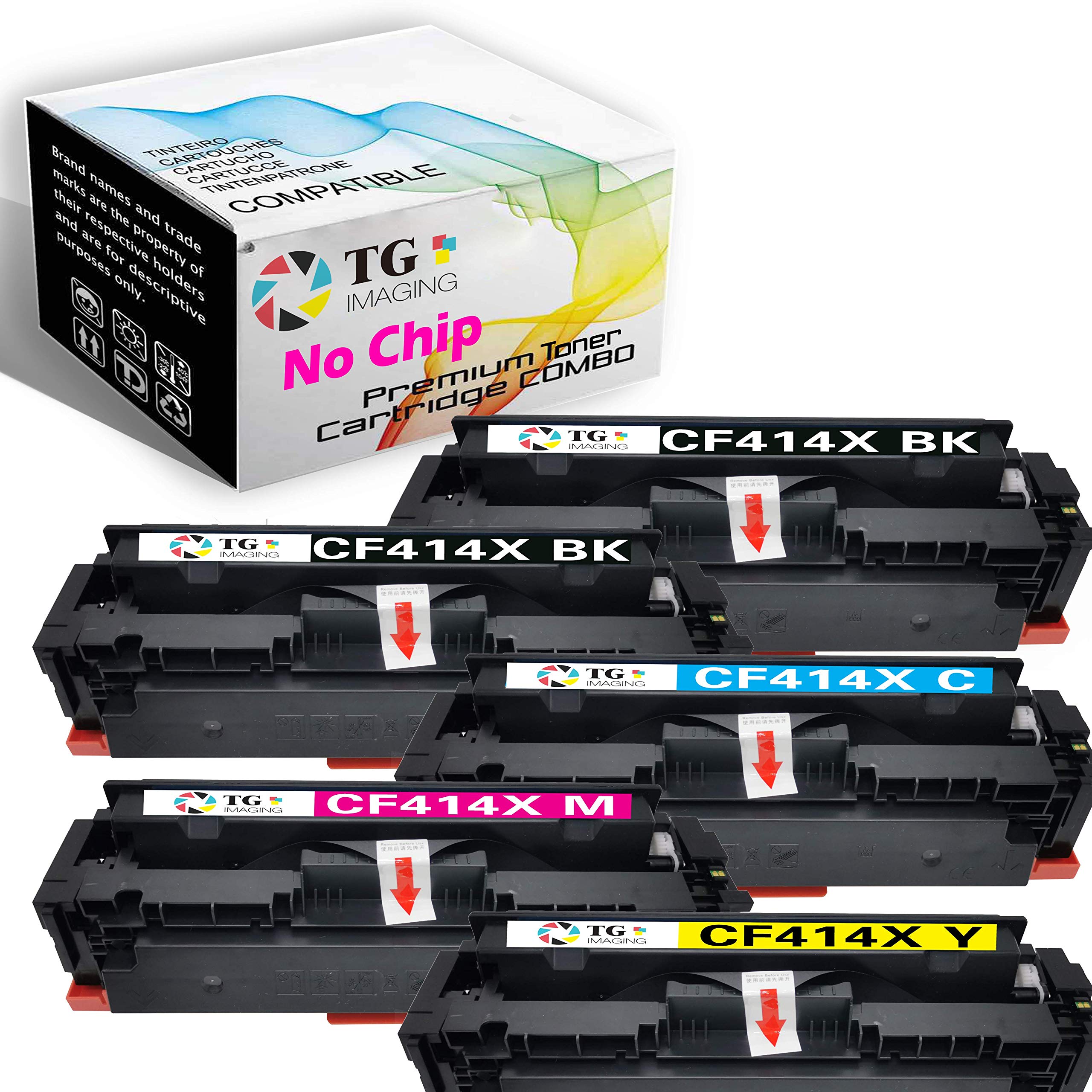 TG Imaging 5-Pack Compatible 414X Toner Cartridge Set (2xW2020X + W2021X + W2022X + W2023X) - Replacement for HP MFP M454dw & M479fdw Printers (HP 414A High Yield Version) - Ideal for Office Printing & High Volume Document Production