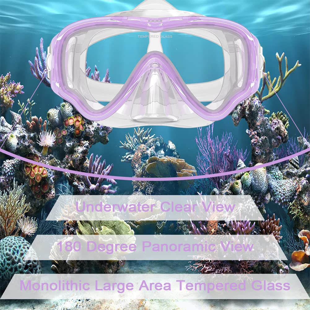 WACOOL Anti-Fog Scuba Diving Mask for Kids & Teens - Youth Swimming Snorkeling Gear with Coated Glass Lens - Perfect for Pool, Beach, and Ocean Water Activities