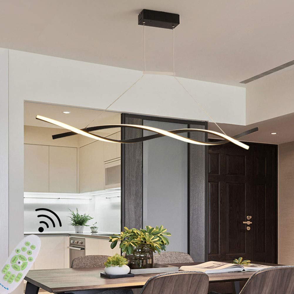 Modern LED Chandelier Light - Dimmable 3000K~6500K with Remote Control, Adjustable Hanging Ceiling Lamp for Dining Room, Living Room, Bedroom, Kitchen & Study | Flush Mount Pendant Lighting for Home Decor & Ambient Lighting
