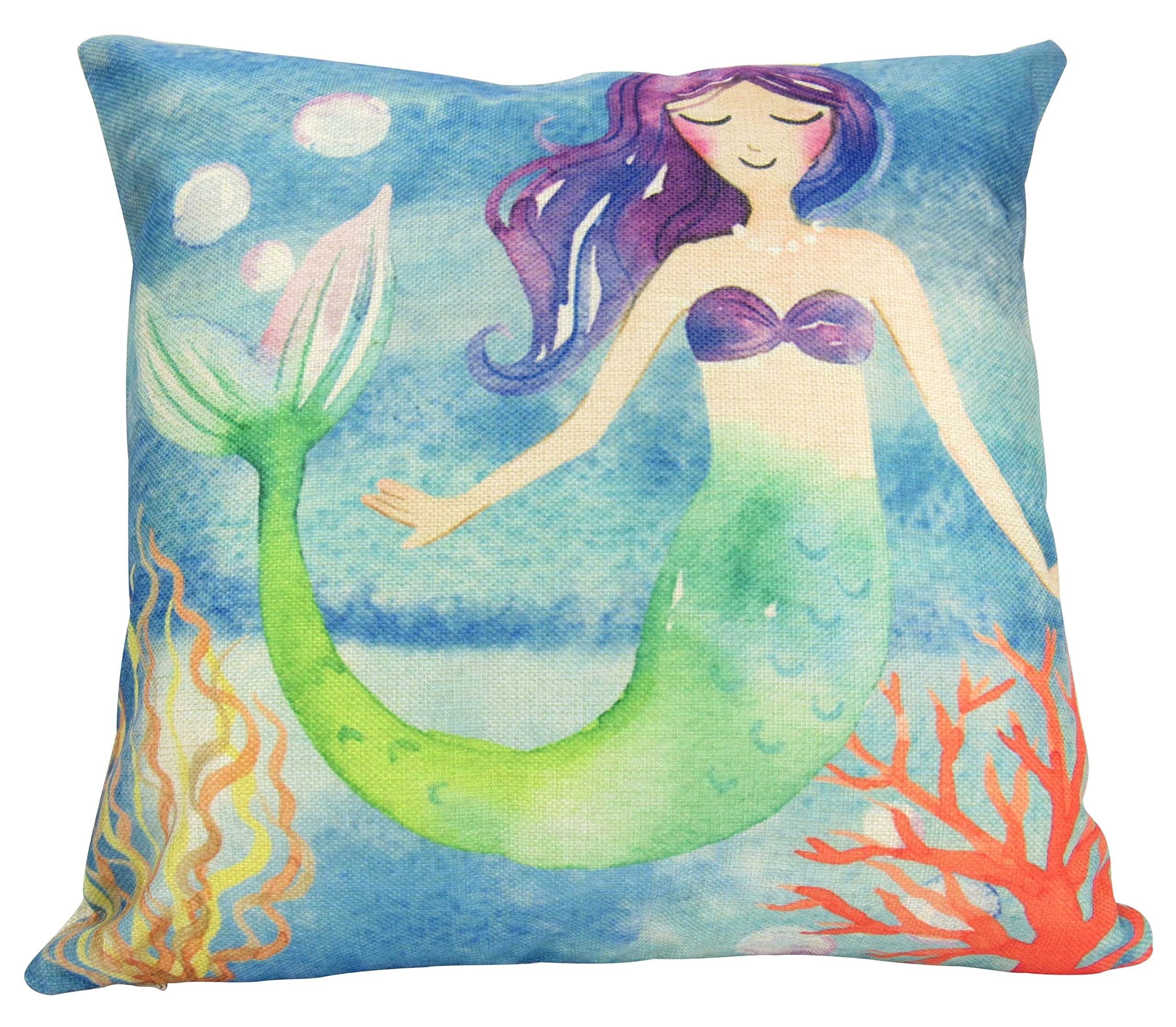 Mermaid Pillow Cover - Under The Sea Nursery Decor, Kids Room Throw Pillows, Mermaid Art for Home Decor | Perfect for Birthday Gifts & Ocean-Themed Bedroom Design