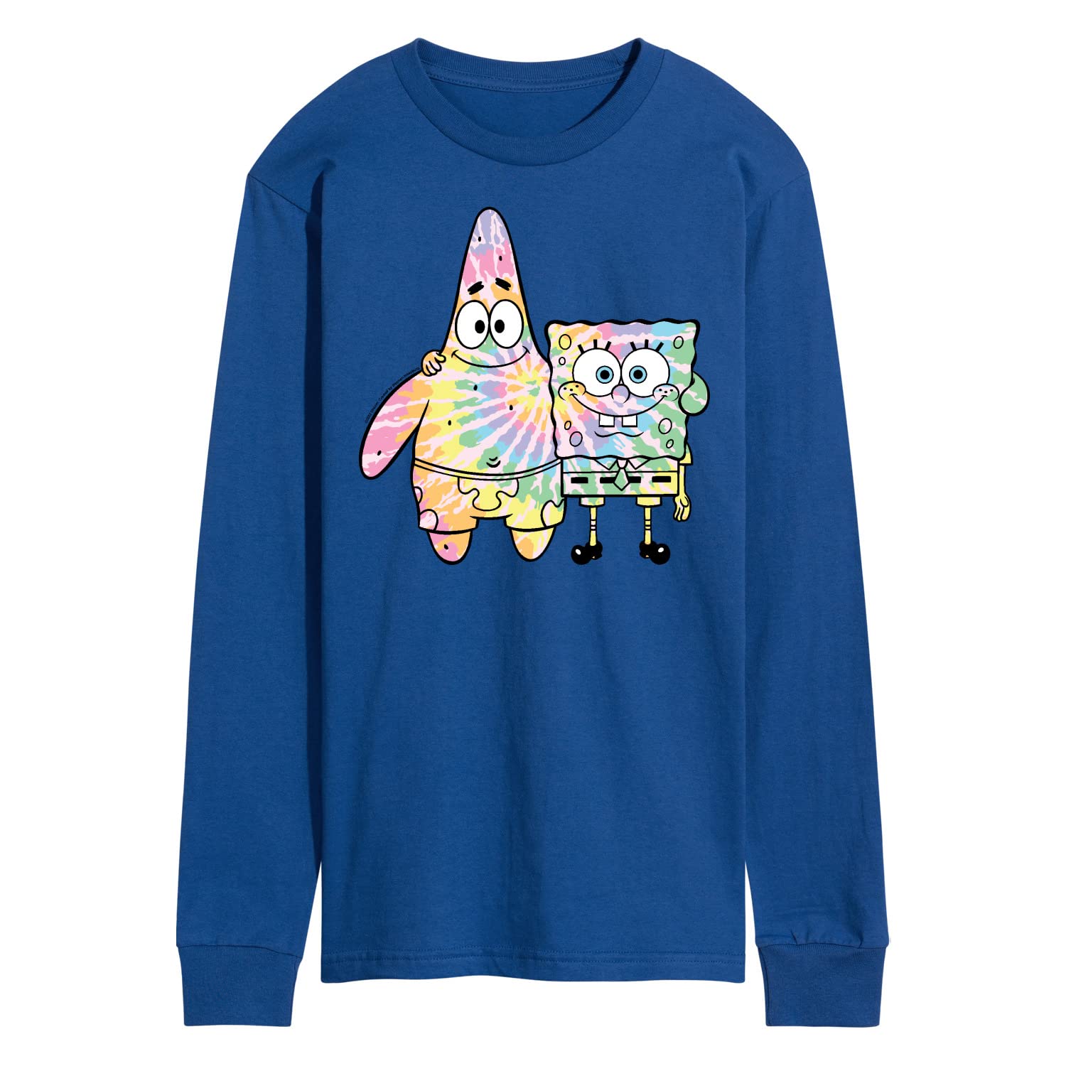 HYBRID APPAREL Spongebob Squarepants Tie Dye Long Sleeve T-Shirt for Men - Spongebob & Patrick Graphic - Casual Wear, Cosplay & Cartoon Lovers Gift