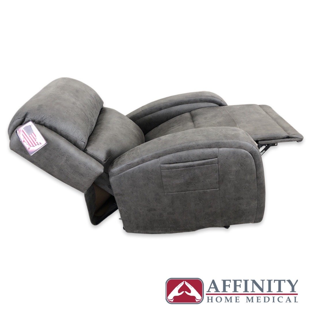 EZ Sleeper PR 761 Maxicomfort Luxury Lift Recliner Chair with Twilight Feature in Smoke Microsuede Fabric - Perfect for Elderly Comfort, Home Theater Seating & Relaxation