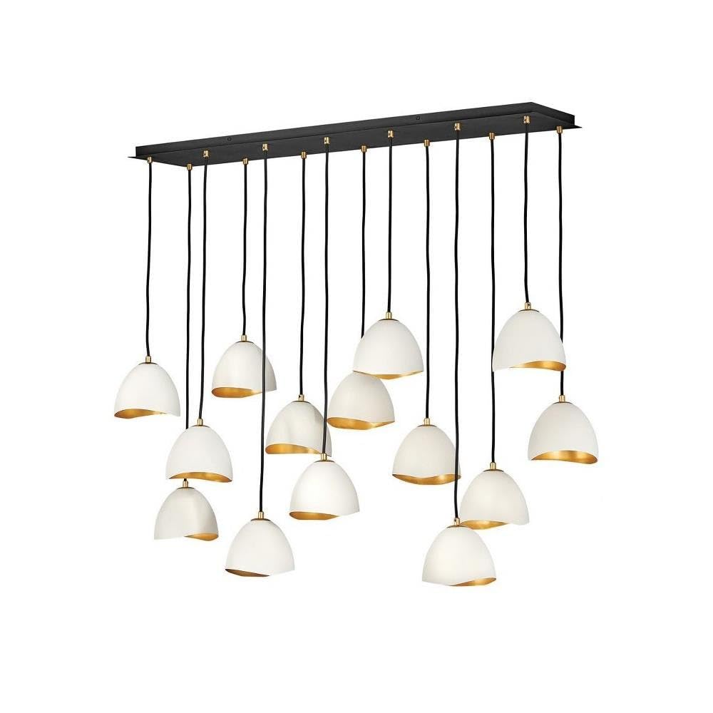 Modern Industrial 14-Light Chandelier - Shell White Finish, Glam Hanging Ceiling Light Fixture for Dining Room, Living Room, Bedroom Decor | Model 81-Bel-4160172