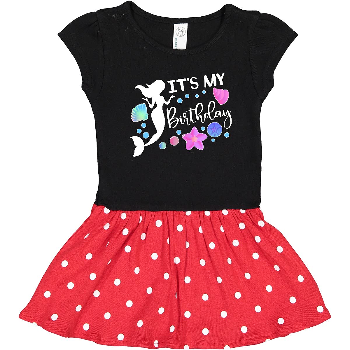 Inktastic It's My Birthday Mermaid and Watercolor Seashells Toddler Dress - Cute Girls Birthday Outfit for Beach Party, Pool Day & Summer Photoshoot