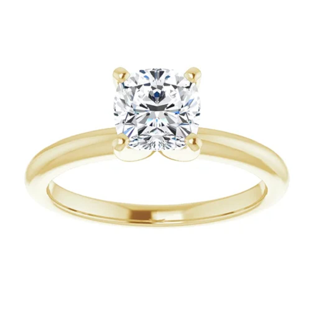 10K Solid Yellow Gold Handmade Engagement Ring - 1 CT Cushion Cut Moissanite Diamond Solitaire Wedding Ring for Women | Perfect for Proposals, Anniversaries & Bridal Jewelry Gifts