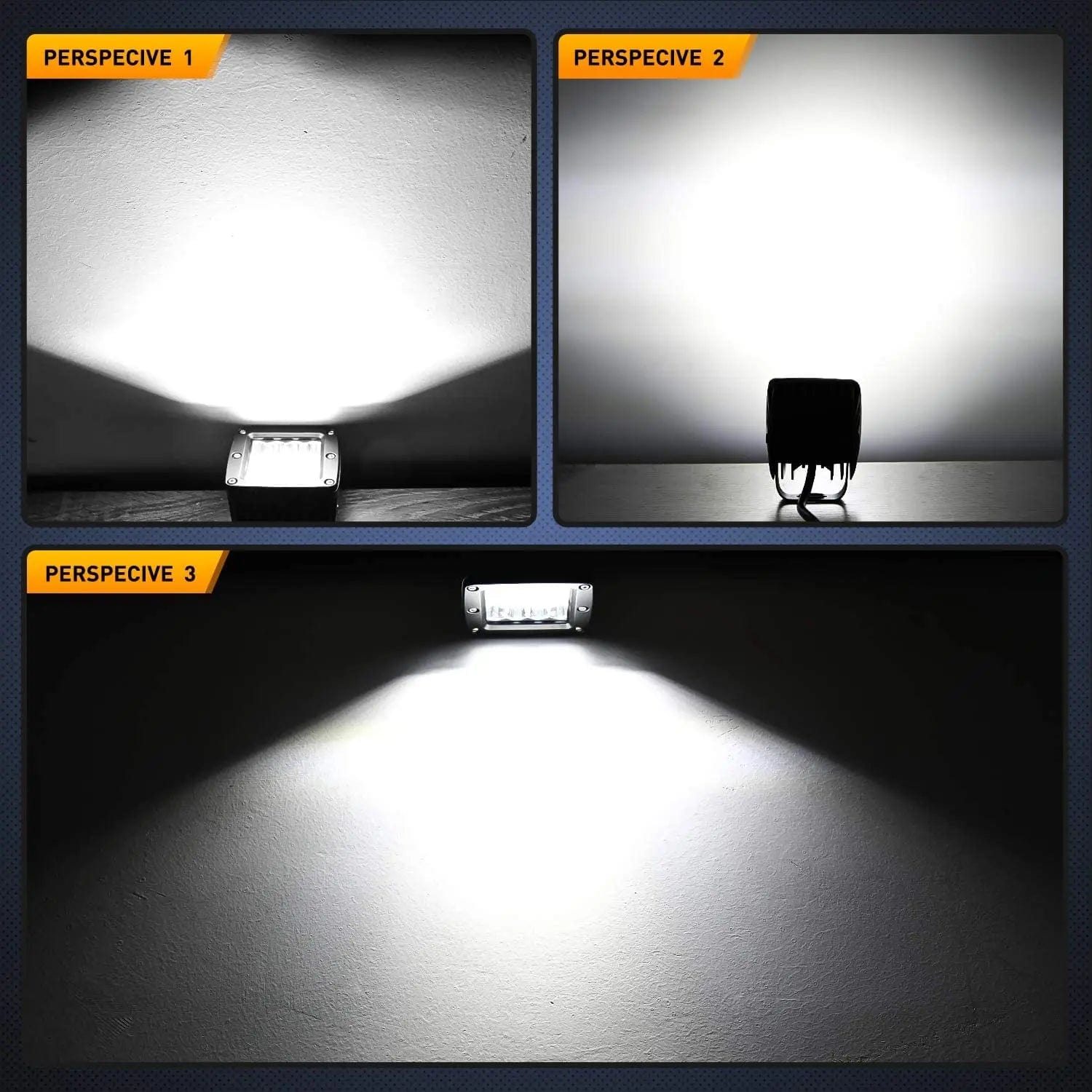 42W 3-Inch Cube Triple Row LED Pod Lights - Spot Flood Combo (Pair) with 2.5