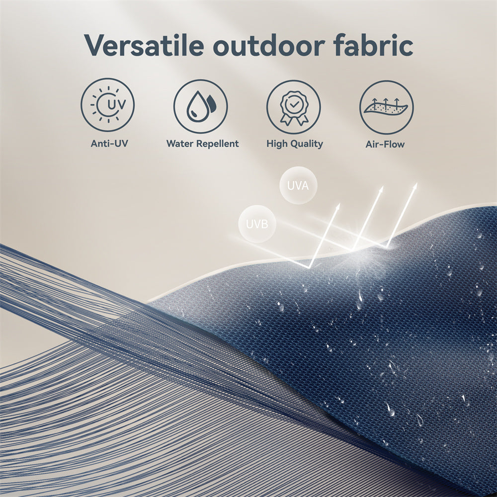 PHI VILLA 15ft Extra Large Double Sided Outdoor Patio Umbrella with Solar Powered LED Lights - Waterproof Sun Shade for Pool, Garden, Backyard (Base Included) | Perfect for Outdoor Dining, Lounging and Entertaining