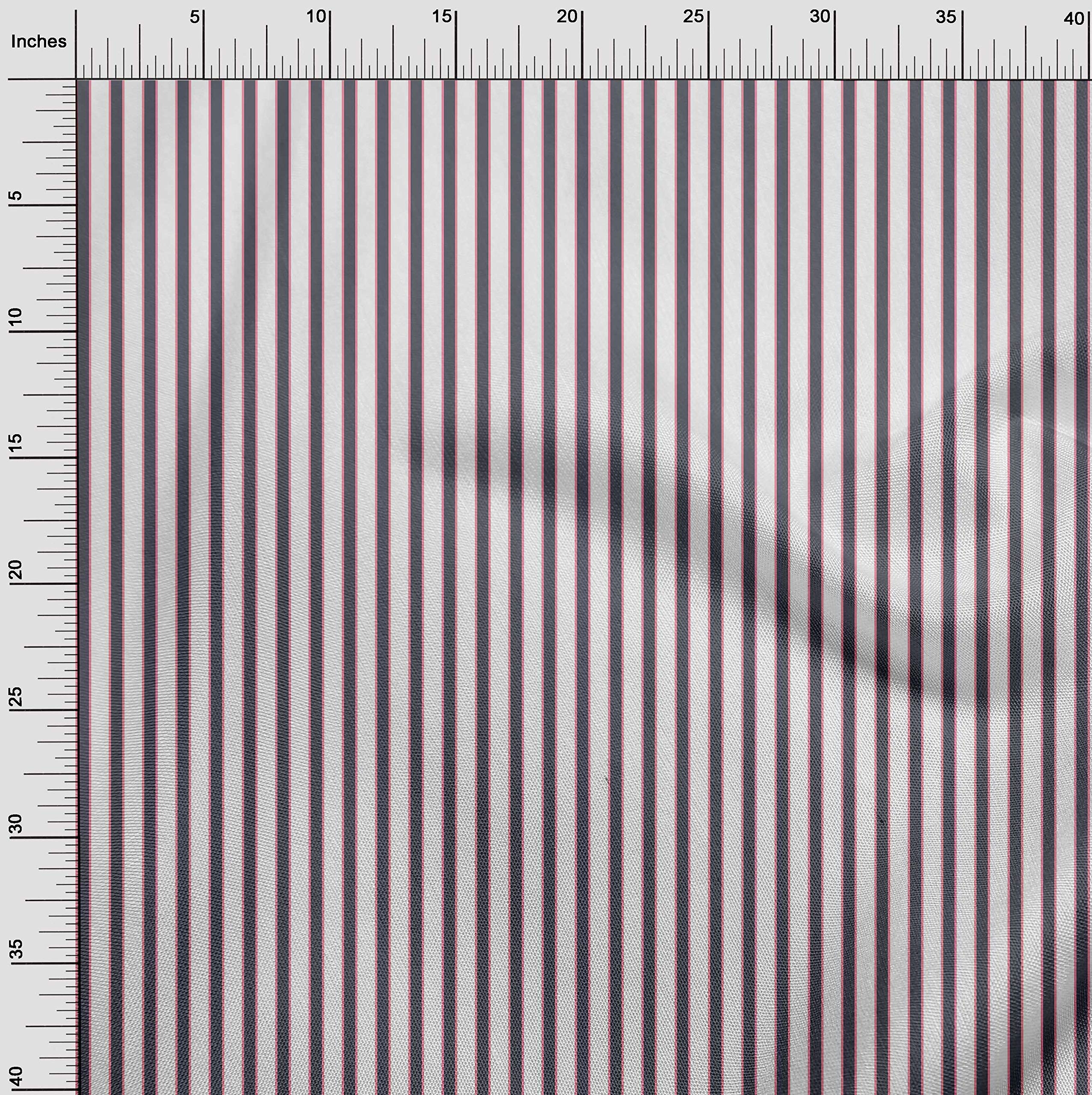 oneOone Georgette Viscose Fabric - 42 Inch Wide Shadow Stripe Print Fabric by the Yard | Perfect for Dresses, Scarves & Home Decor