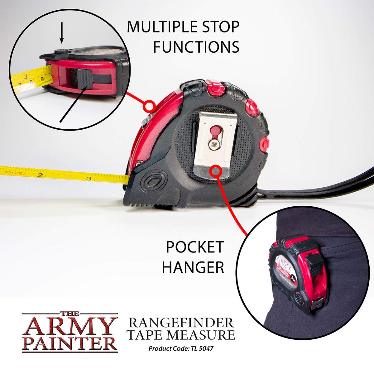 The Army Painter 10 ft Retractable Tape Measure - Small Metric & Imperial Ruler with Millimeters & Fractions for DIY, Crafting, Woodworking & Home Improvement Projects