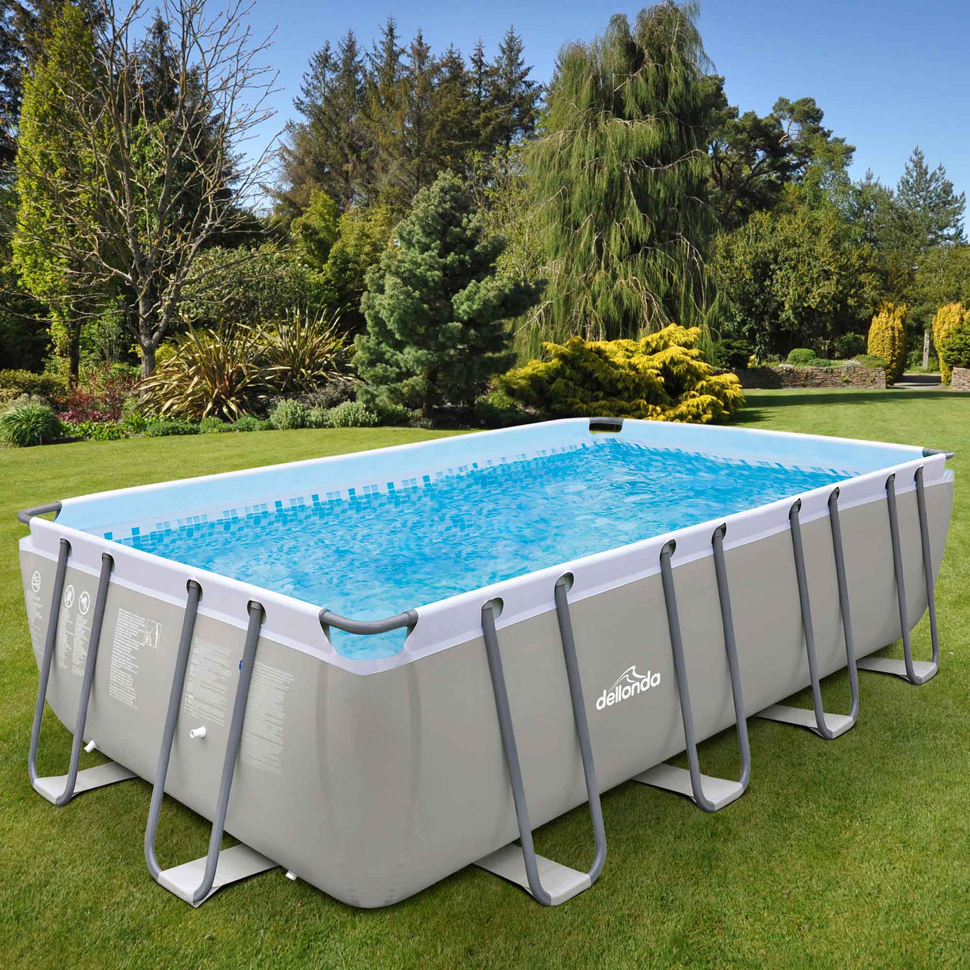 18ft Deluxe Steel Frame Swimming Pool Set - Rectangular Above Ground Pool with Ladder, Filter Pump & Cover | Perfect for Backyard, Family Fun & Summer Parties