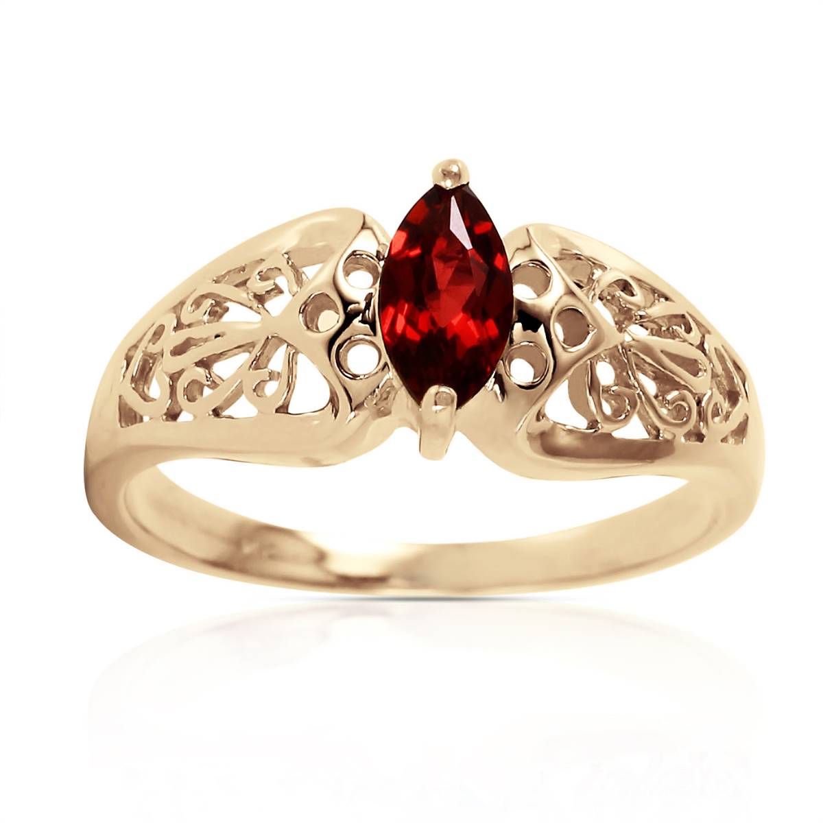 0.2 Carat 14K Solid Yellow Gold Lily Garnet Ring - Elegant Birthstone Jewelry for Women, Perfect Gift for Anniversary, Valentine's Day & Special Occasions