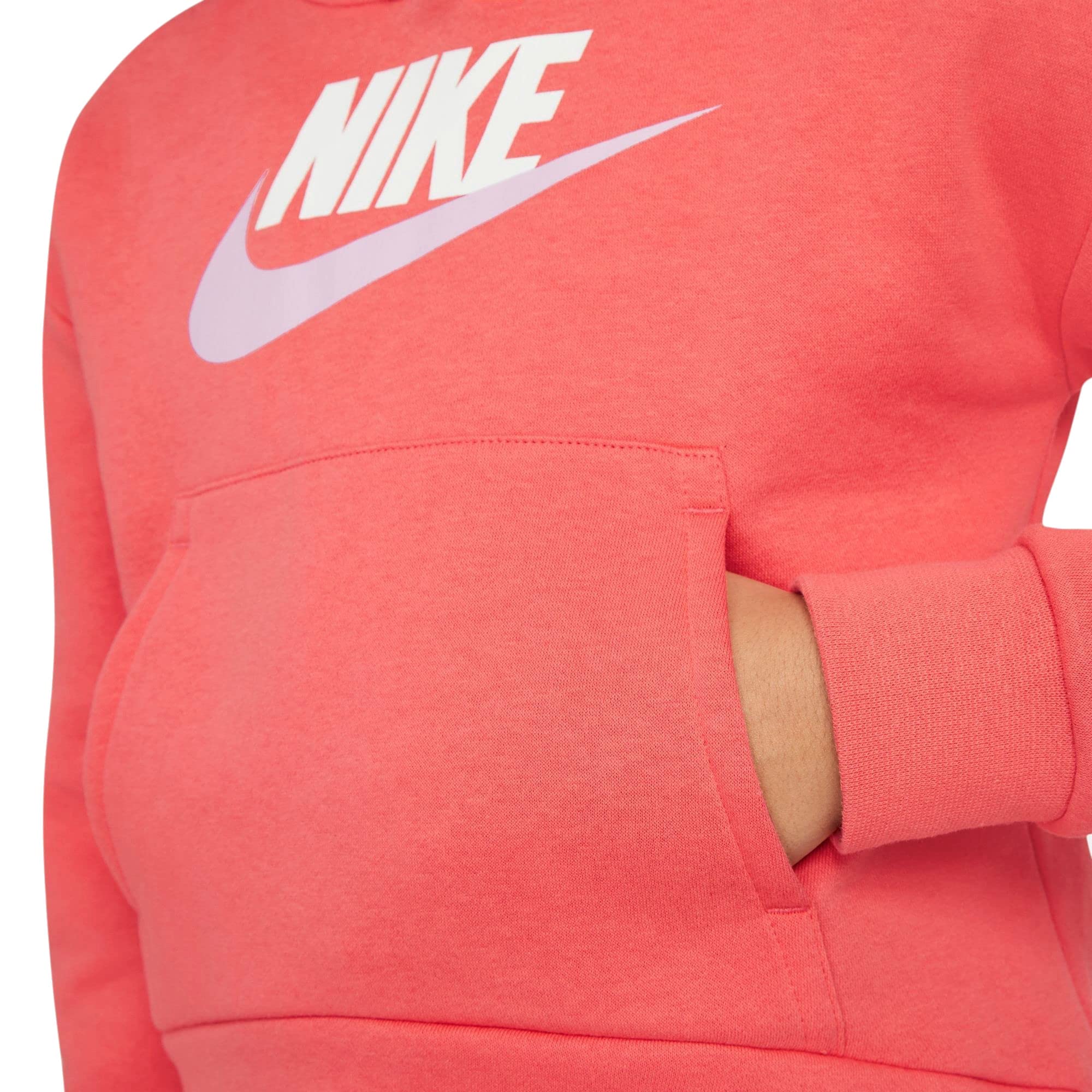 Nike Girls' Sportswear Club Fleece Hoodie for Kids - Soft Warm Pullover Sweatshirt for Little & Big Kids - Perfect for School, Playdates & Outdoor Activities