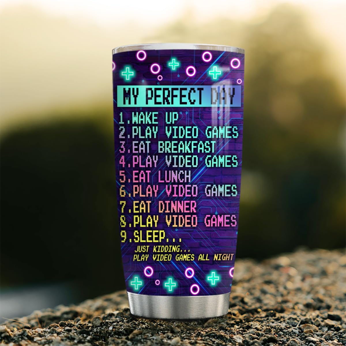 20oz Video Game Themed Tumbler - Insulated Gaming Mug for Men & Teen Boys - Perfect Gamer Gift for Boyfriend, Birthday & Christmas - Great for Coffee, Tea & Gaming Sessions