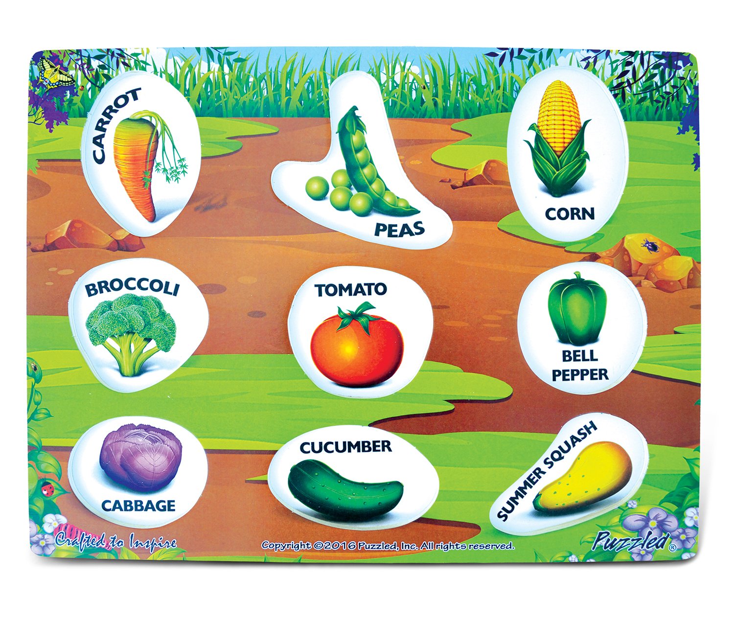 Wooden Vegetable Peg Puzzle - Educational Shape Matching Toy for Kids, Fun Brain Teaser Game with Produce Food Theme | Perfect for Preschool Learning, Montessori Activities & Toddler Fine Motor Skills Development