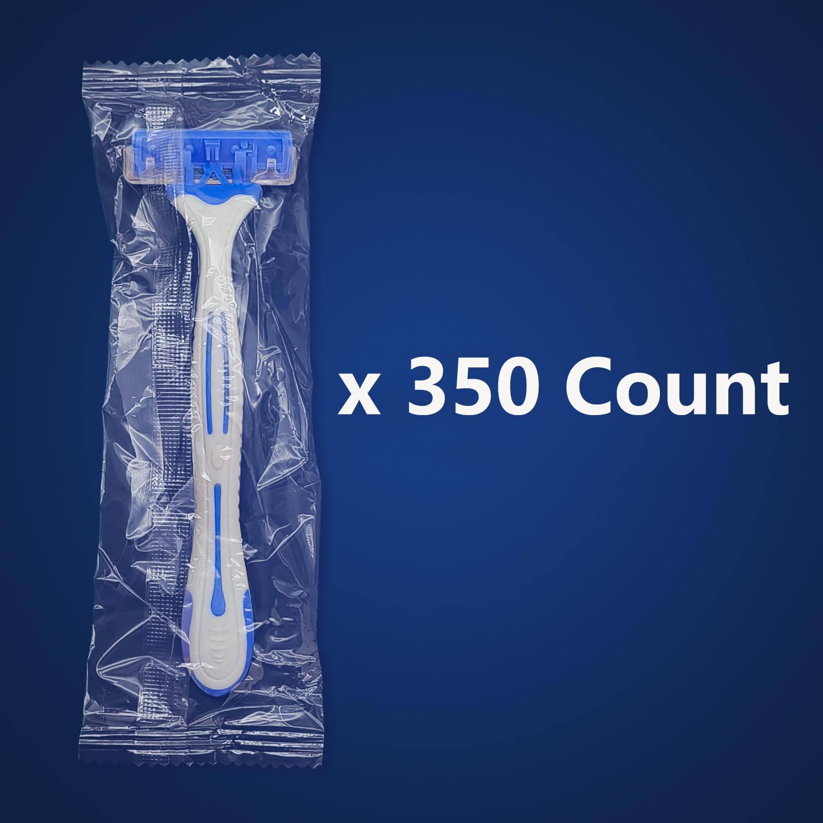 350 Pack Kheoxusa 3-Blade Disposable Razors - Individually Wrapped, Triple Blade Shaving Razors for Men & Women - Perfect for Travel, Hotels, Airbnb, Tattoo Shops & Personal Grooming (Grey Blue)