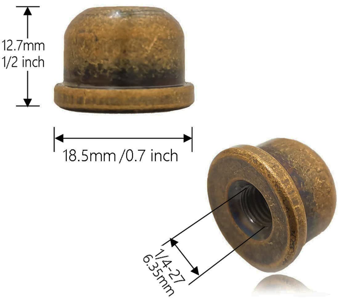 8Pcs Solid Bronze Lamp Finials - 1/2 Inch Knob Lamp Accessories with 1/4-27 Thread for Lamp Shade Holder Harp - Perfect for Bedroom, Living Room & Office Lighting Decor
