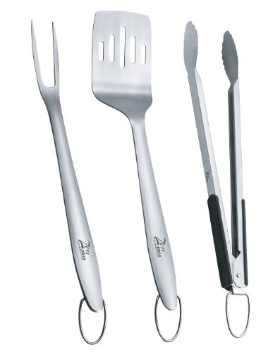 Premium 3-Piece BBQ Grill Tool Set - Stainless Steel BBQ Accessories for Outdoor Cooking & Grilling - Perfect for Backyard, Picnic, Camping & Tailgating