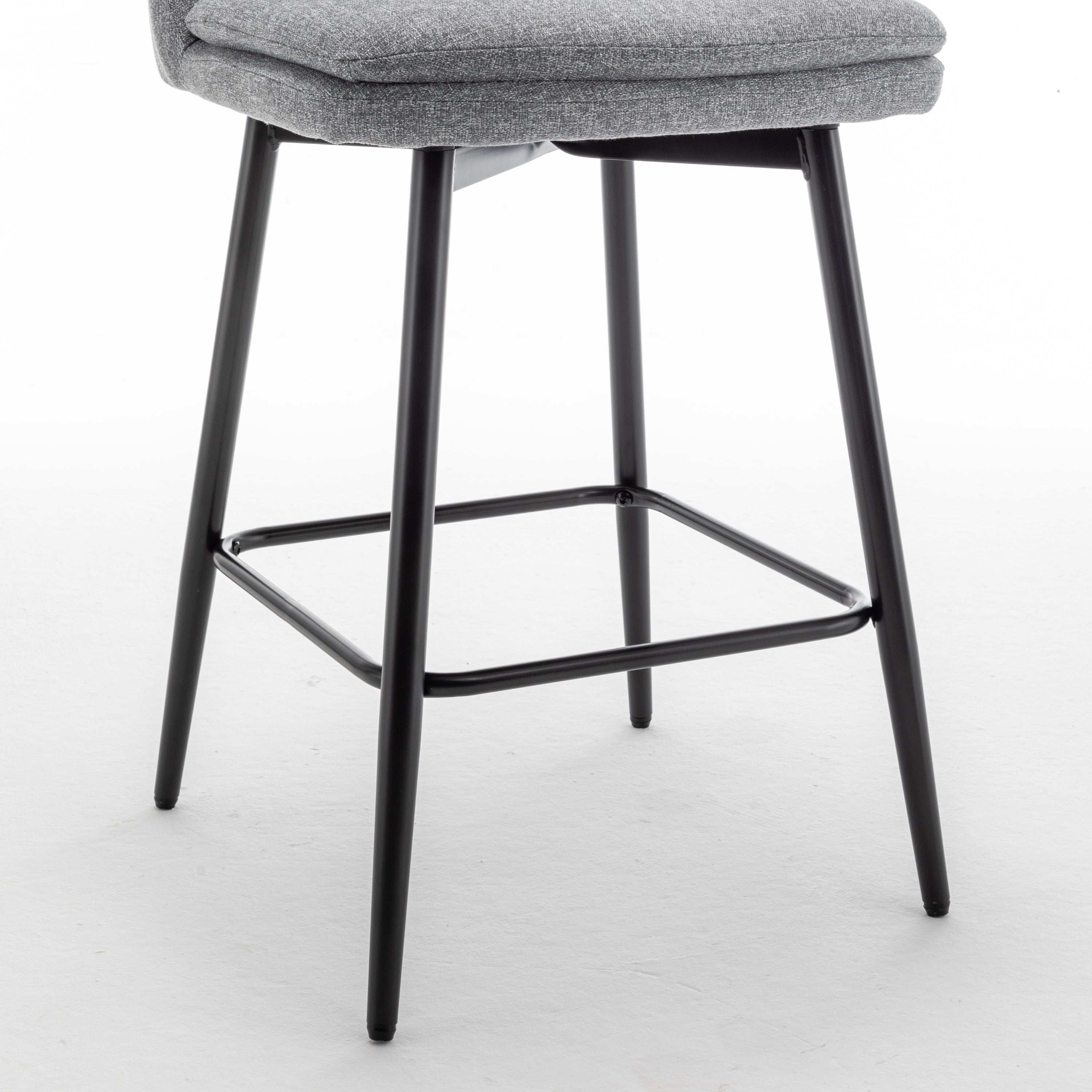 360° Swivel Counter Height Bar Stools Set of 2 - Upholstered with Back Support & Sturdy Metal Legs, 25.6